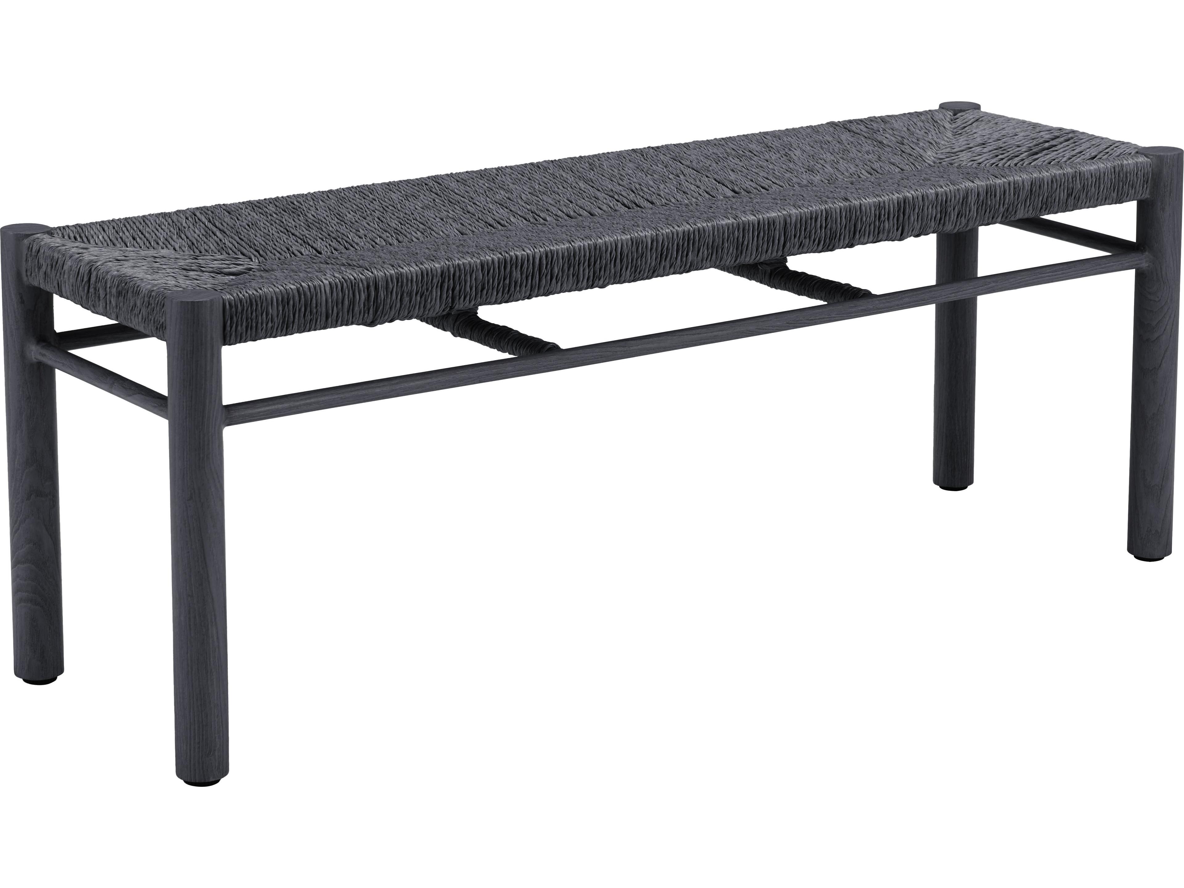 Zuo Outdoor Iska Black Faux Wood Wicker Bench
