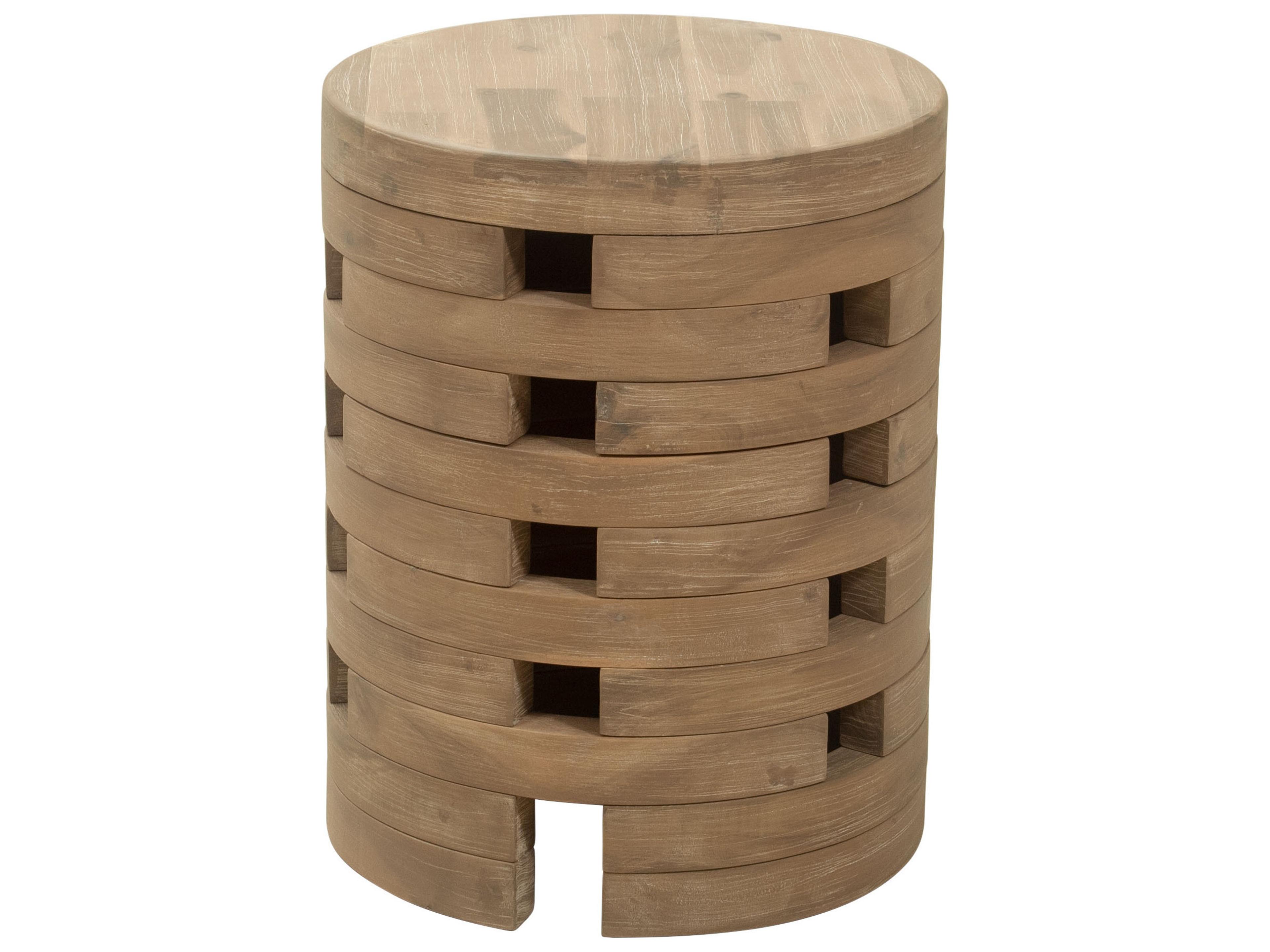 Zuo Outdoor Mado Natural Brown Wood Round End Table