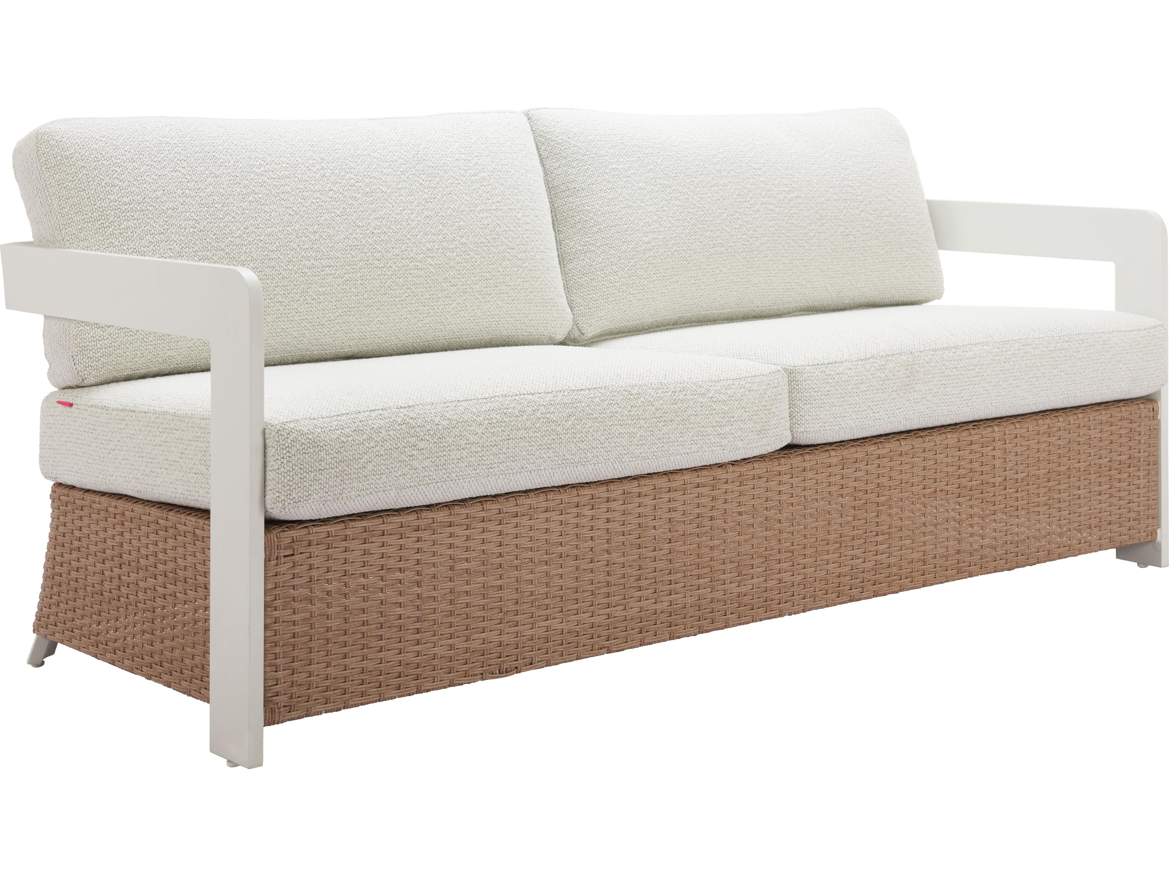 Zuo Outdoor Gelo White Brown Aluminum Cushion Sofa