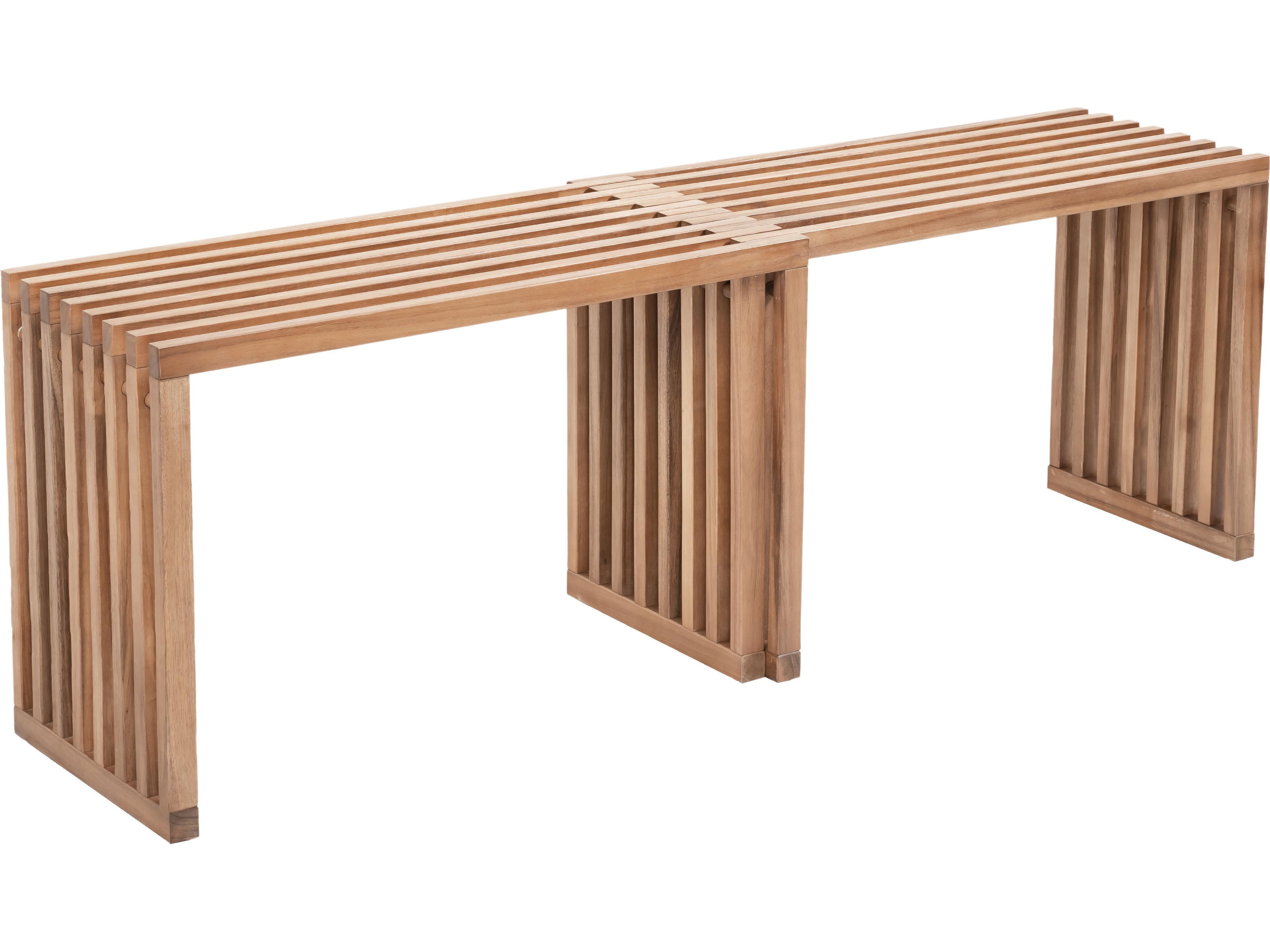 Zuo Outdoor Riviera Natural Wood Bench, Set of 2