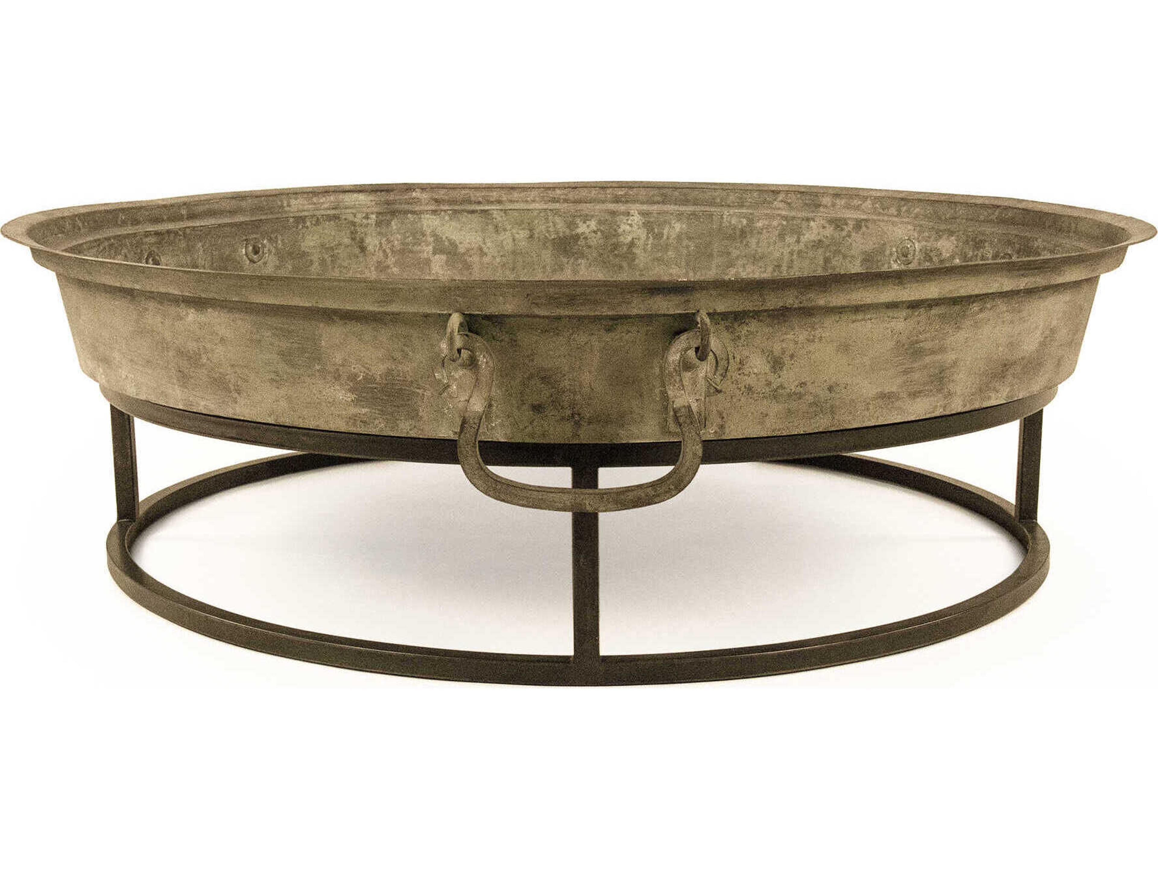 Zentique Round Metal Distressed Rustic Bronze Coffee Table