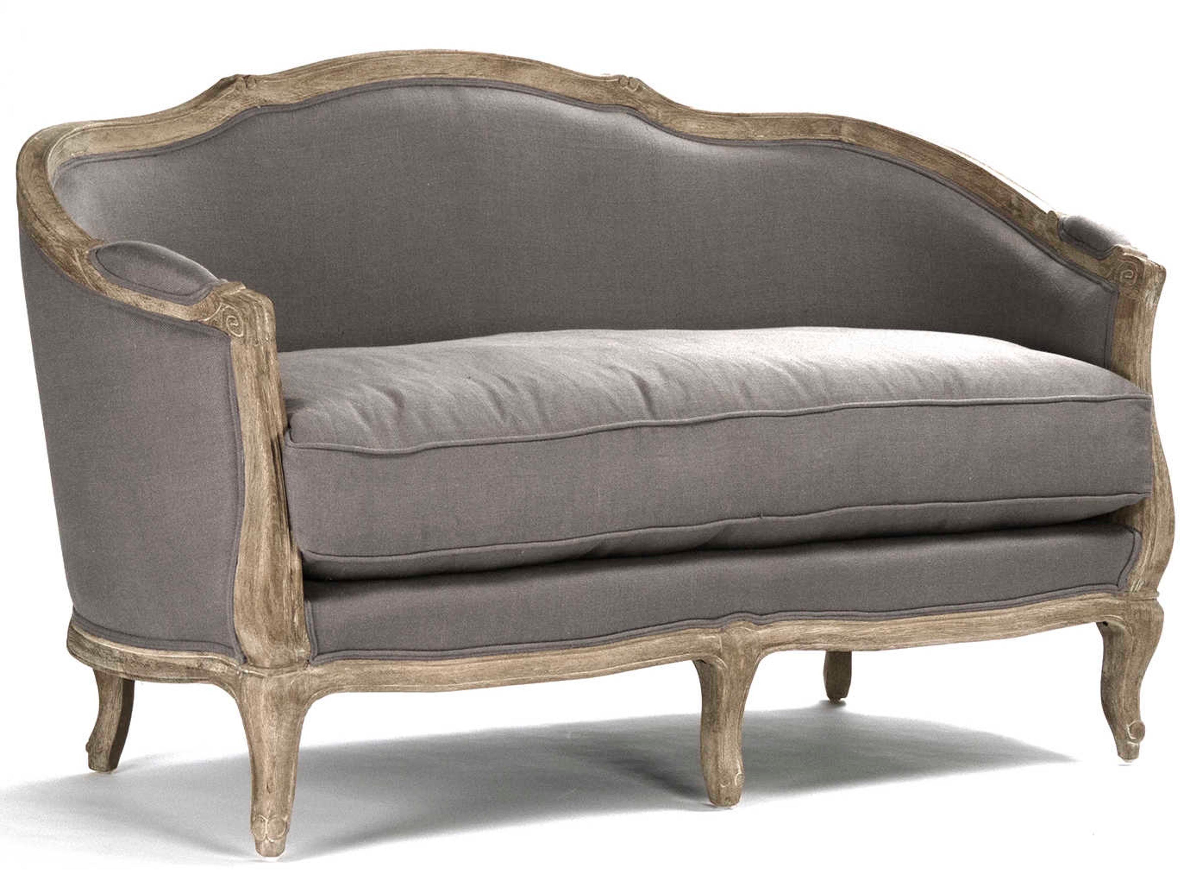 Zentique Maison Grey Linen Upholstered Loveseat