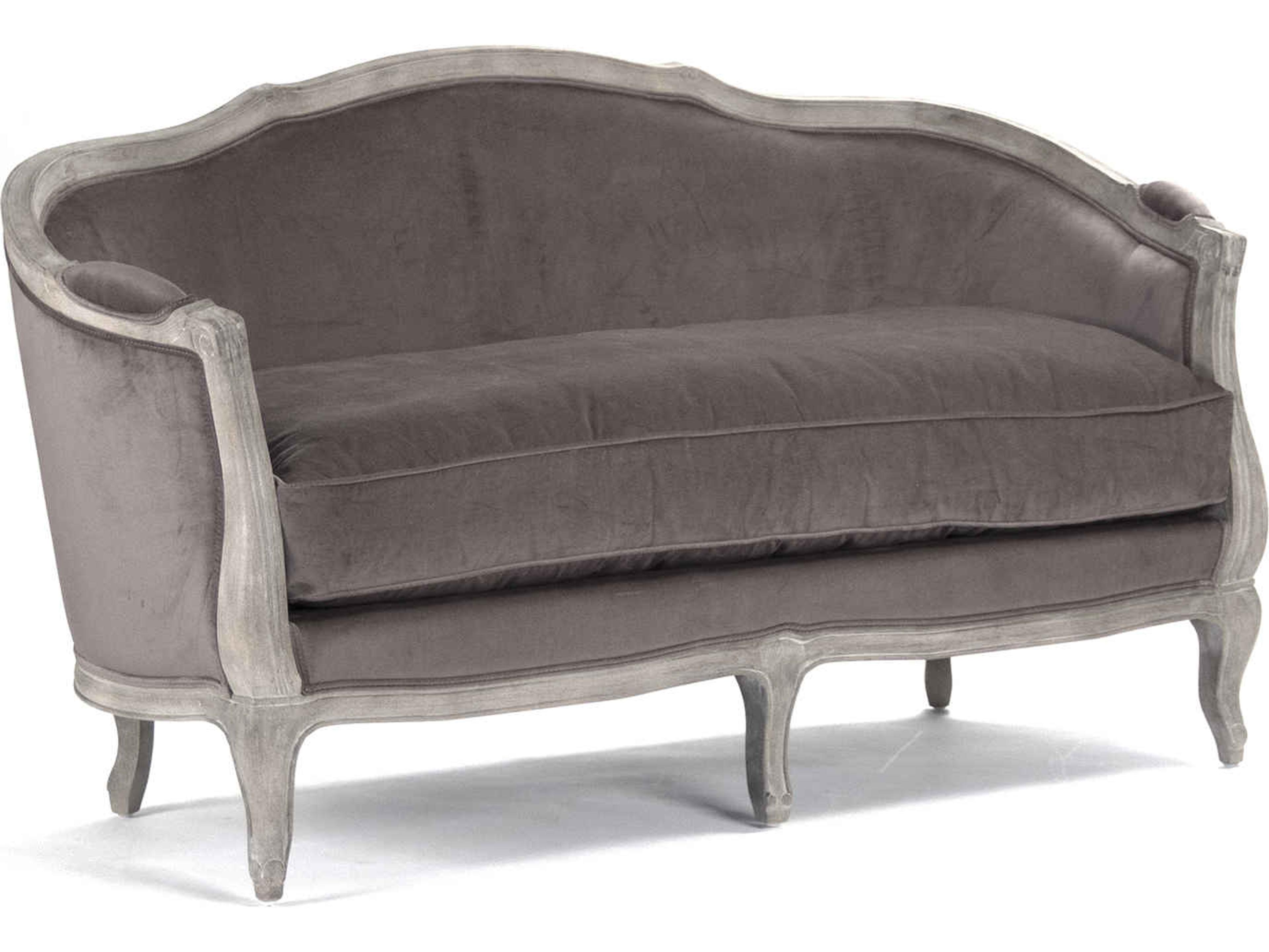 Zentique Maison Limed Grey Oak Upholstered Loveseat