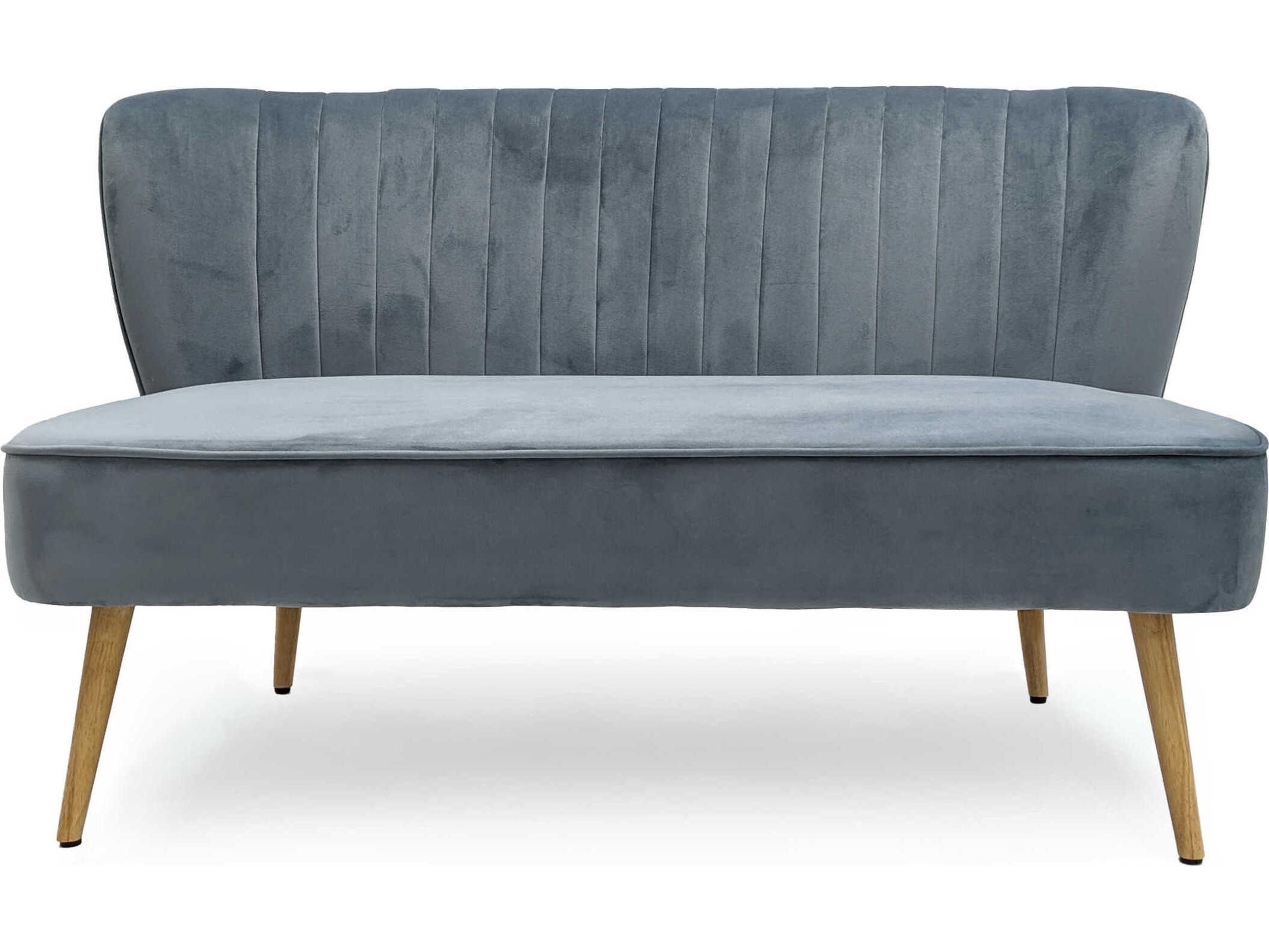 Zentique Pale Blue Velvet Upholstered Accent Bench