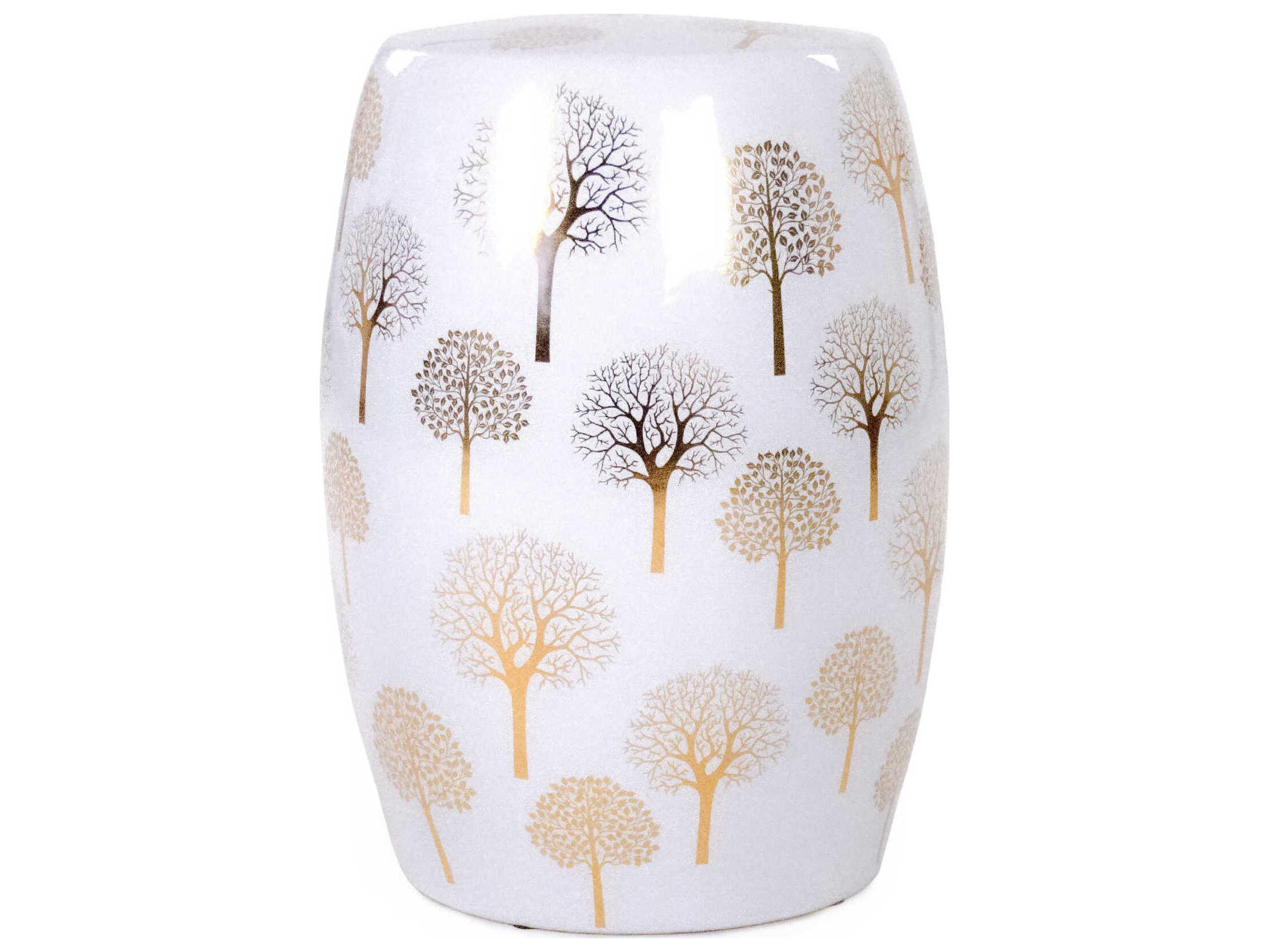 Zentique Garden White Gold Accent Stool