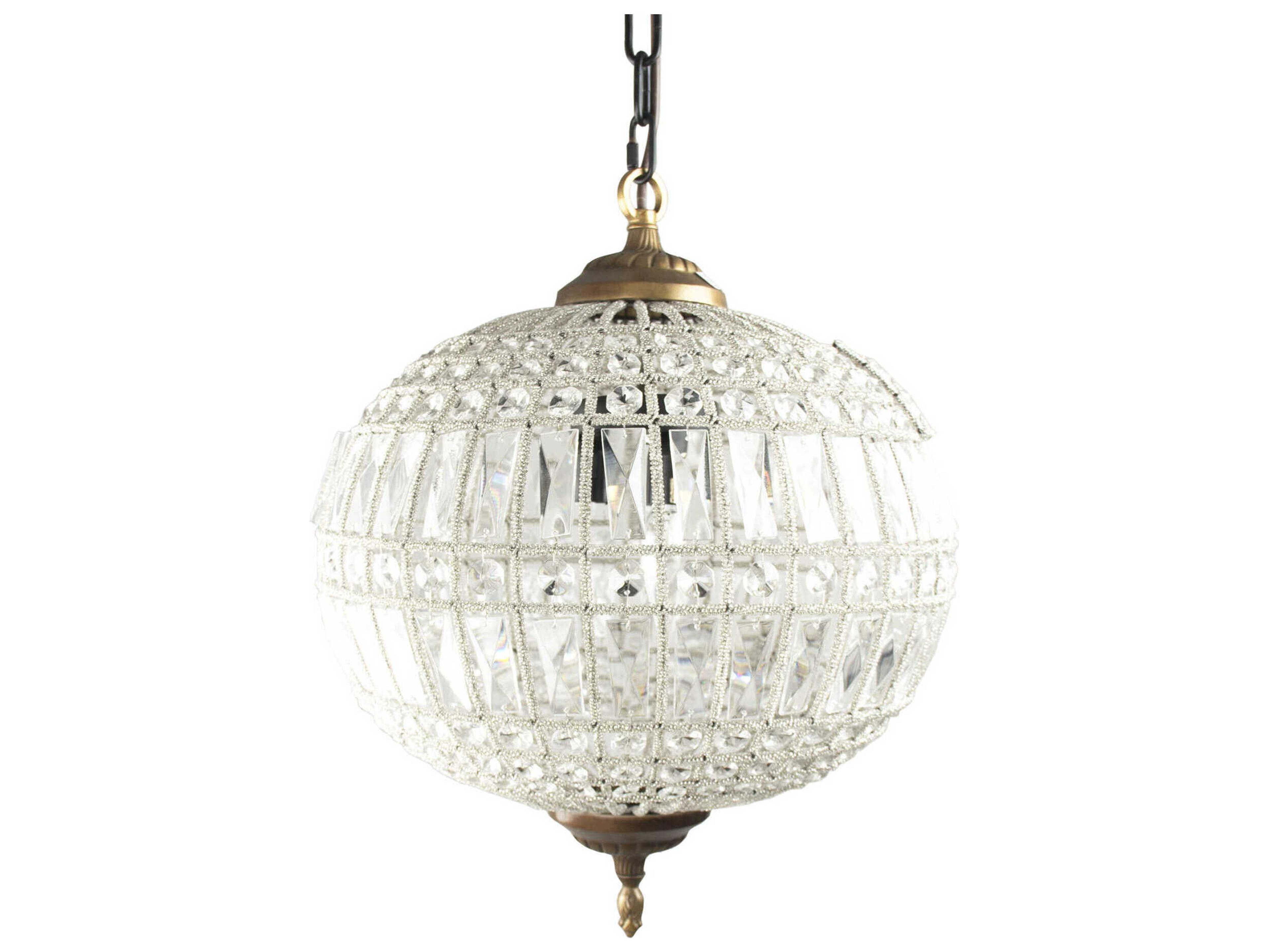 Zentique Dawn 1-Light Distressed Gold Crystal Globe Pendant