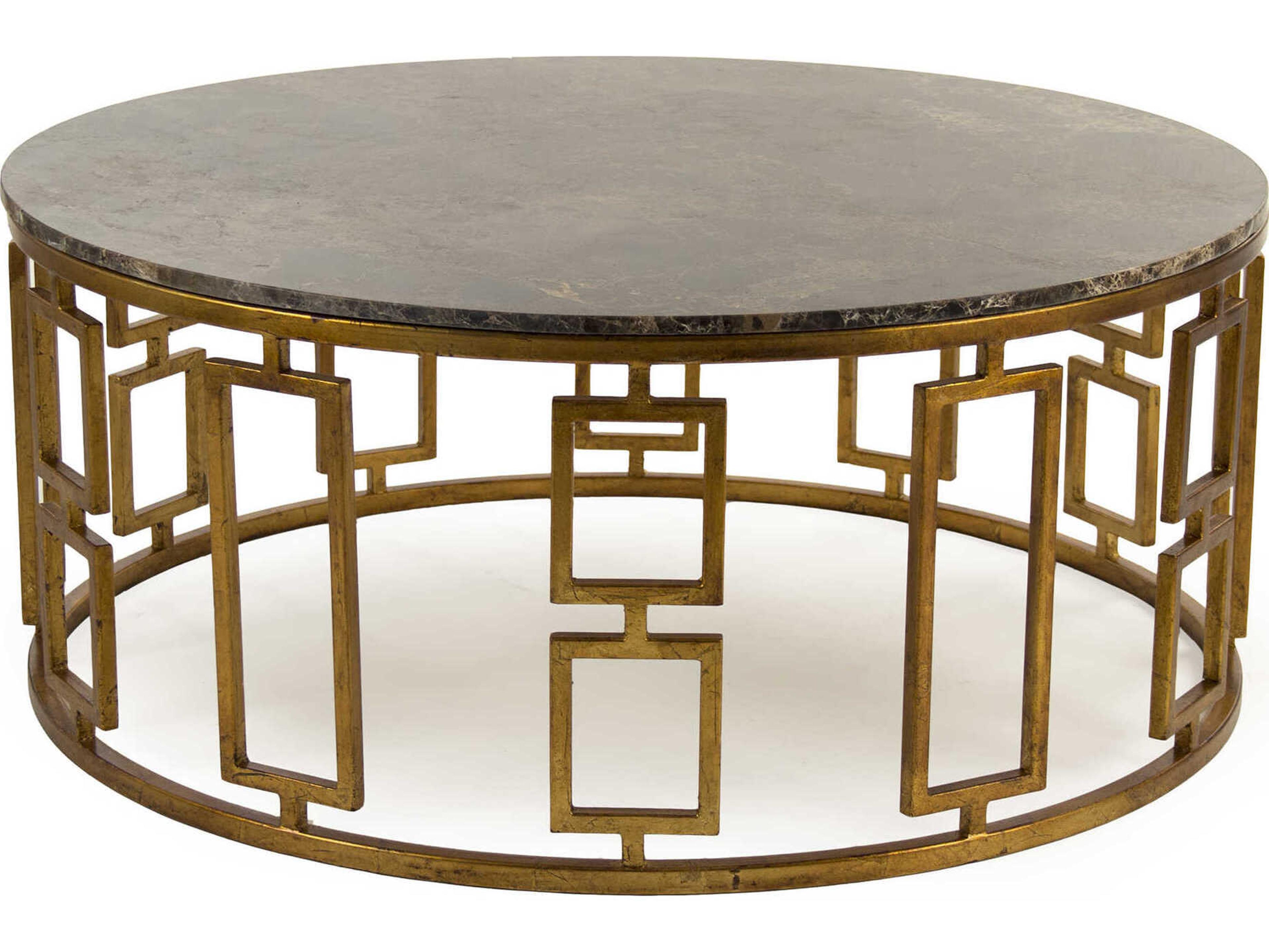 Zentique Adelise Round Brown Marble Coffee Table