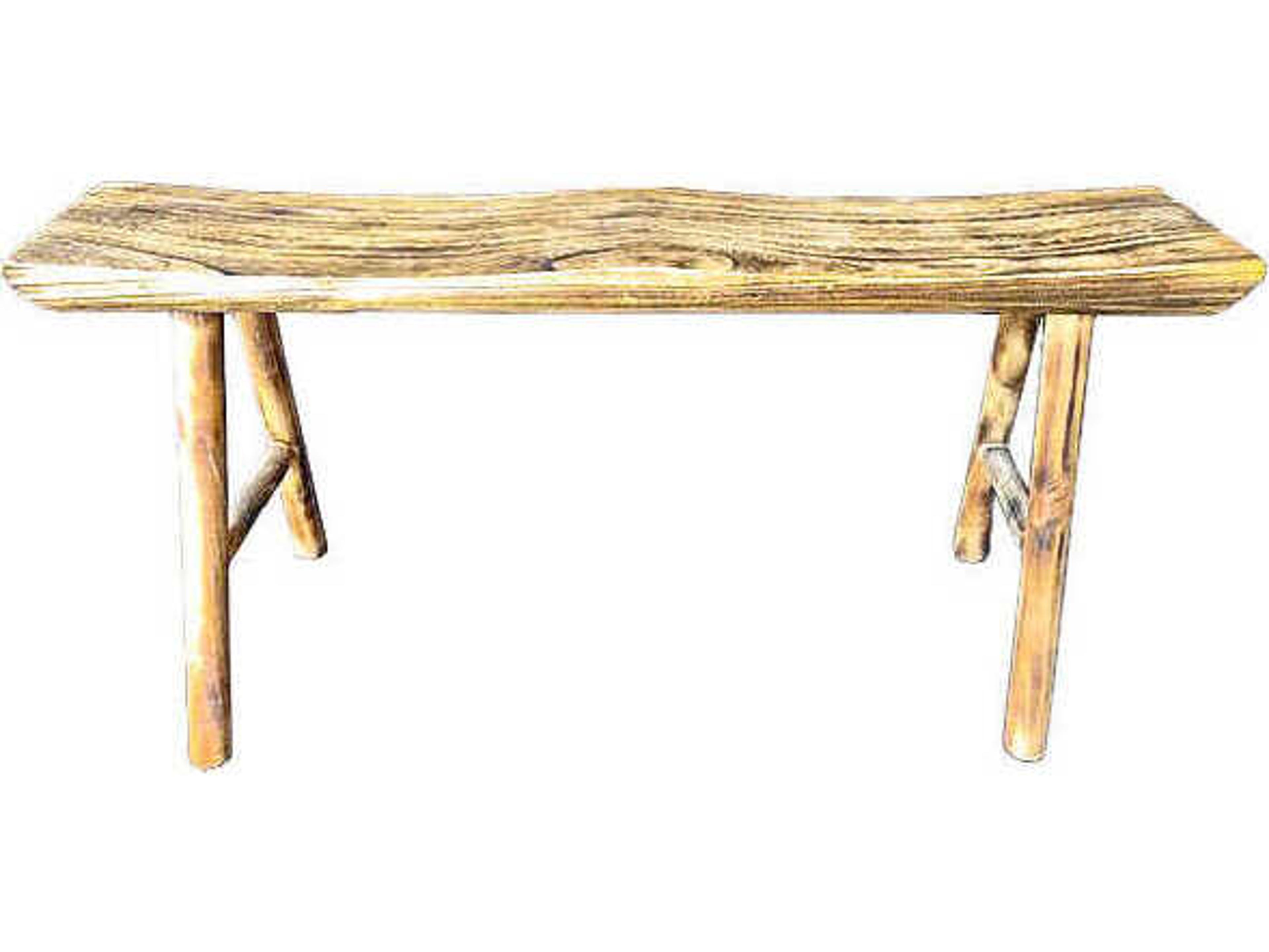 Zentique Rustic Raw Wood Brown Accent Bench