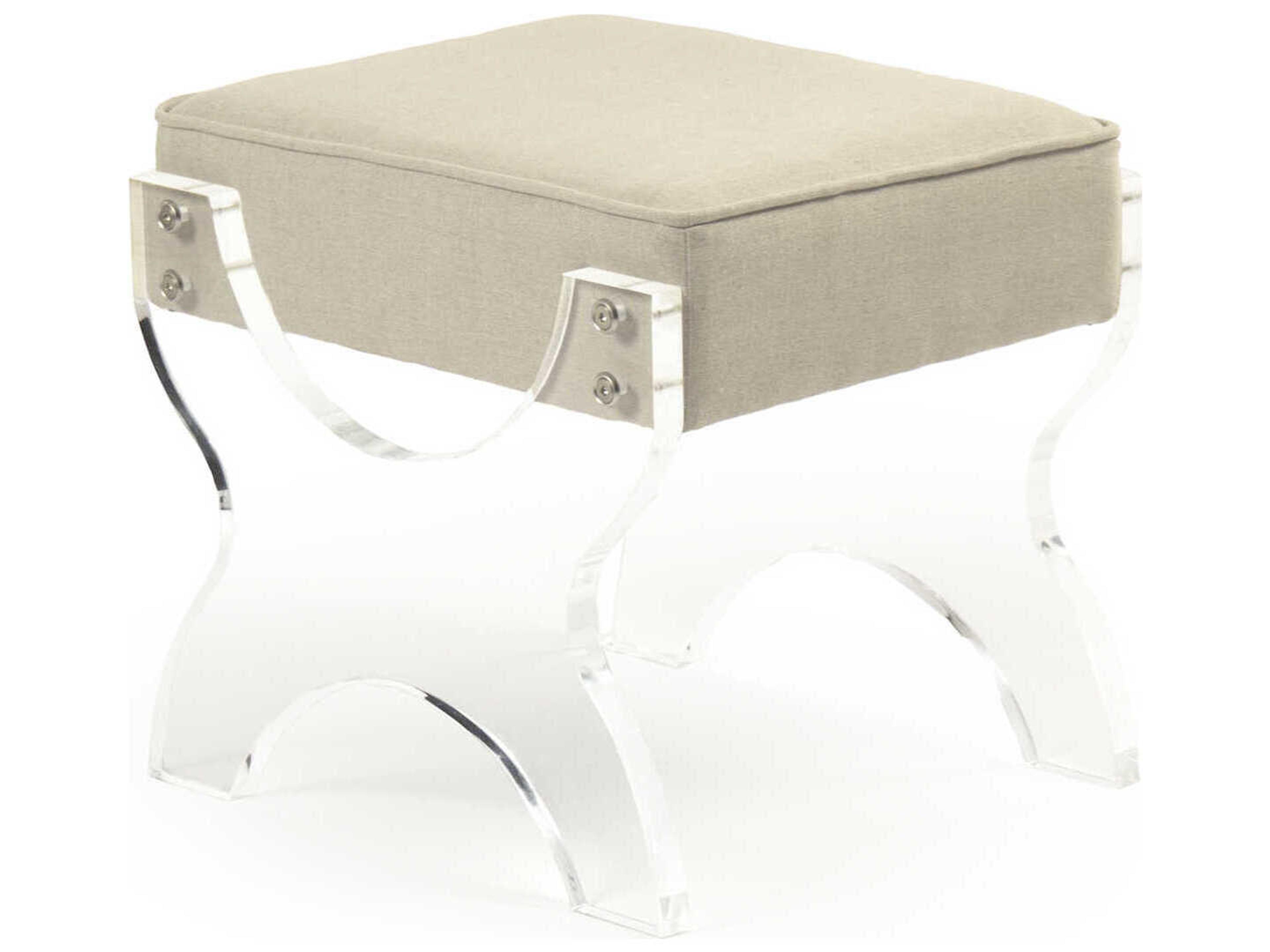 Zentique Melodie Natural Linen Beige Upholstered Accent Stool