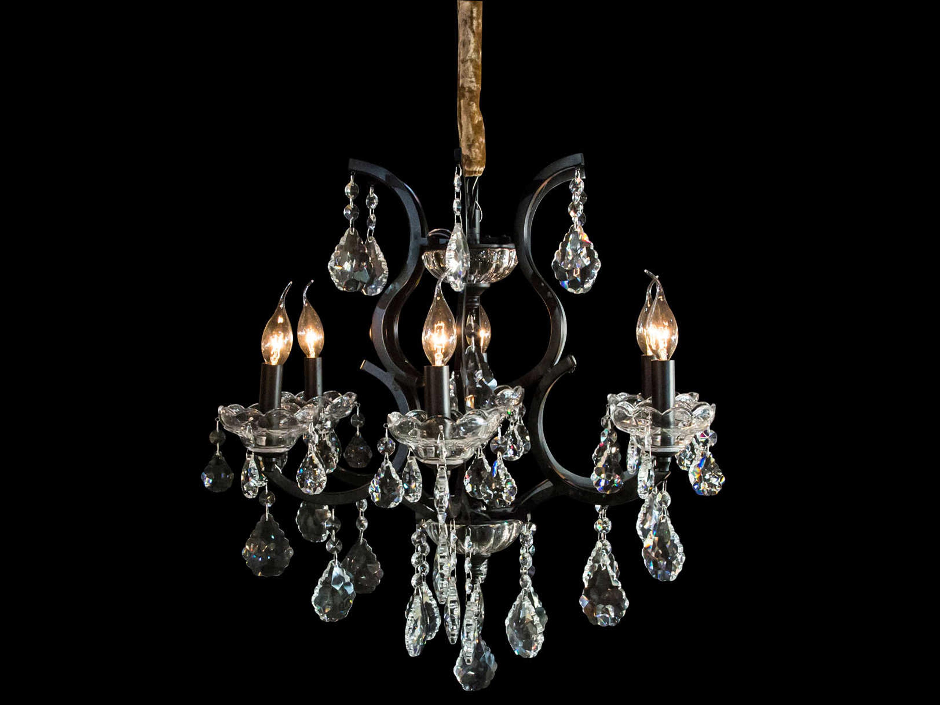 Luxecor Beauport 6-Light Black Clear Crystal Glass Candelabra Chandelier