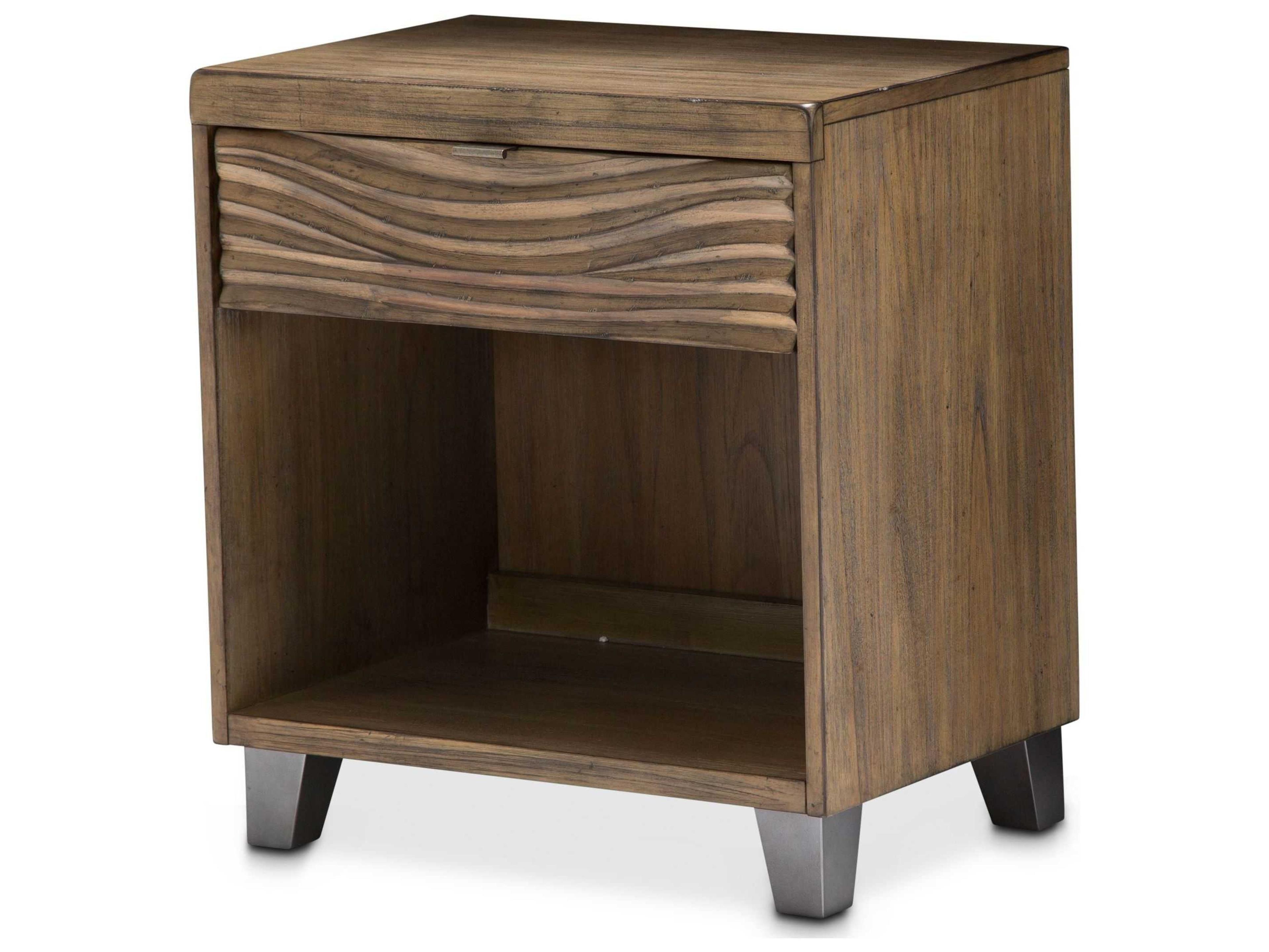 Michael Amini Del Mar Sound 1-Drawer Natural Acacia Wood Nightstand