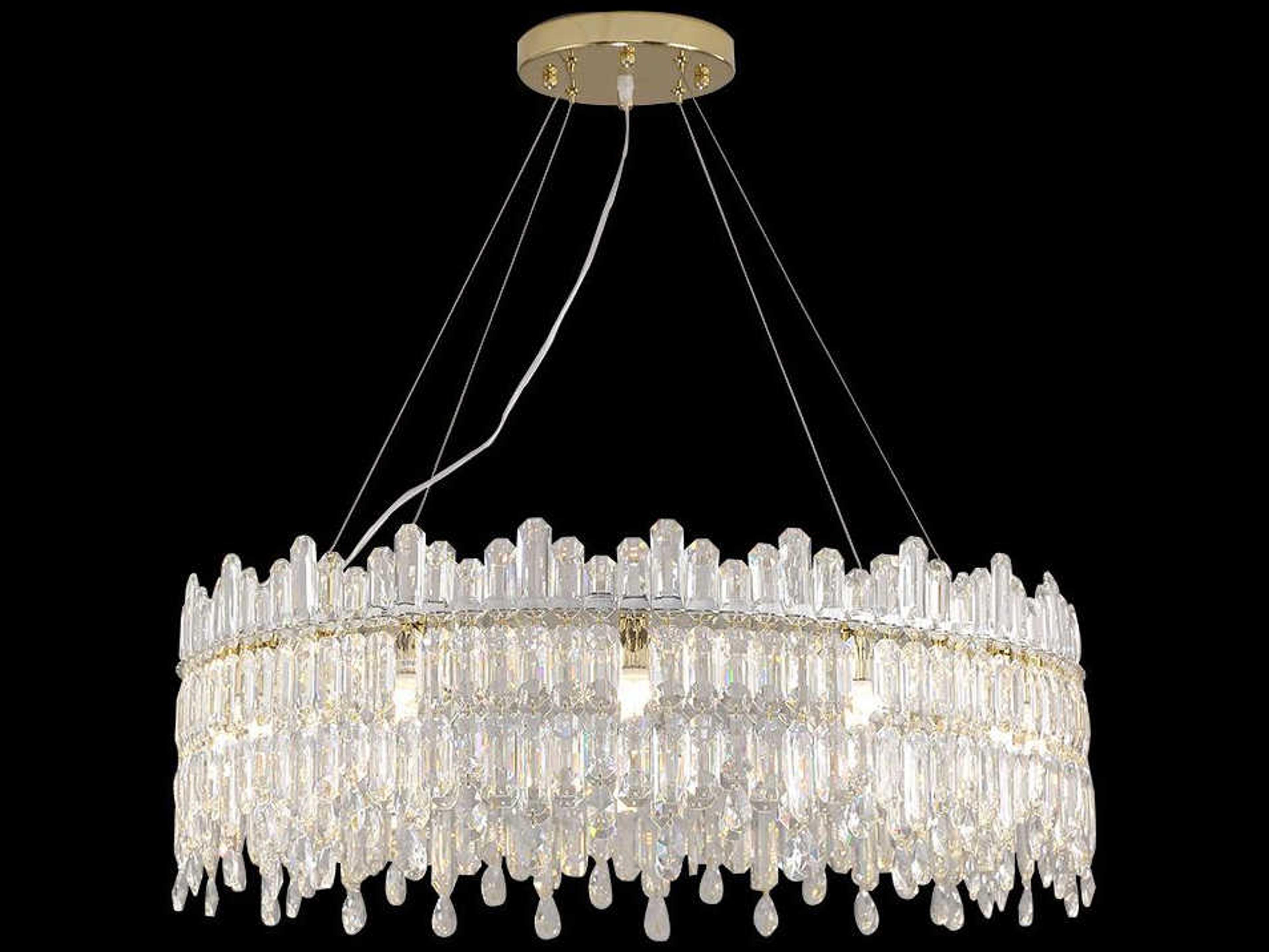 Michael Amini Royal Crown 12-Light Clear Gold Crystal Drum Chandelier