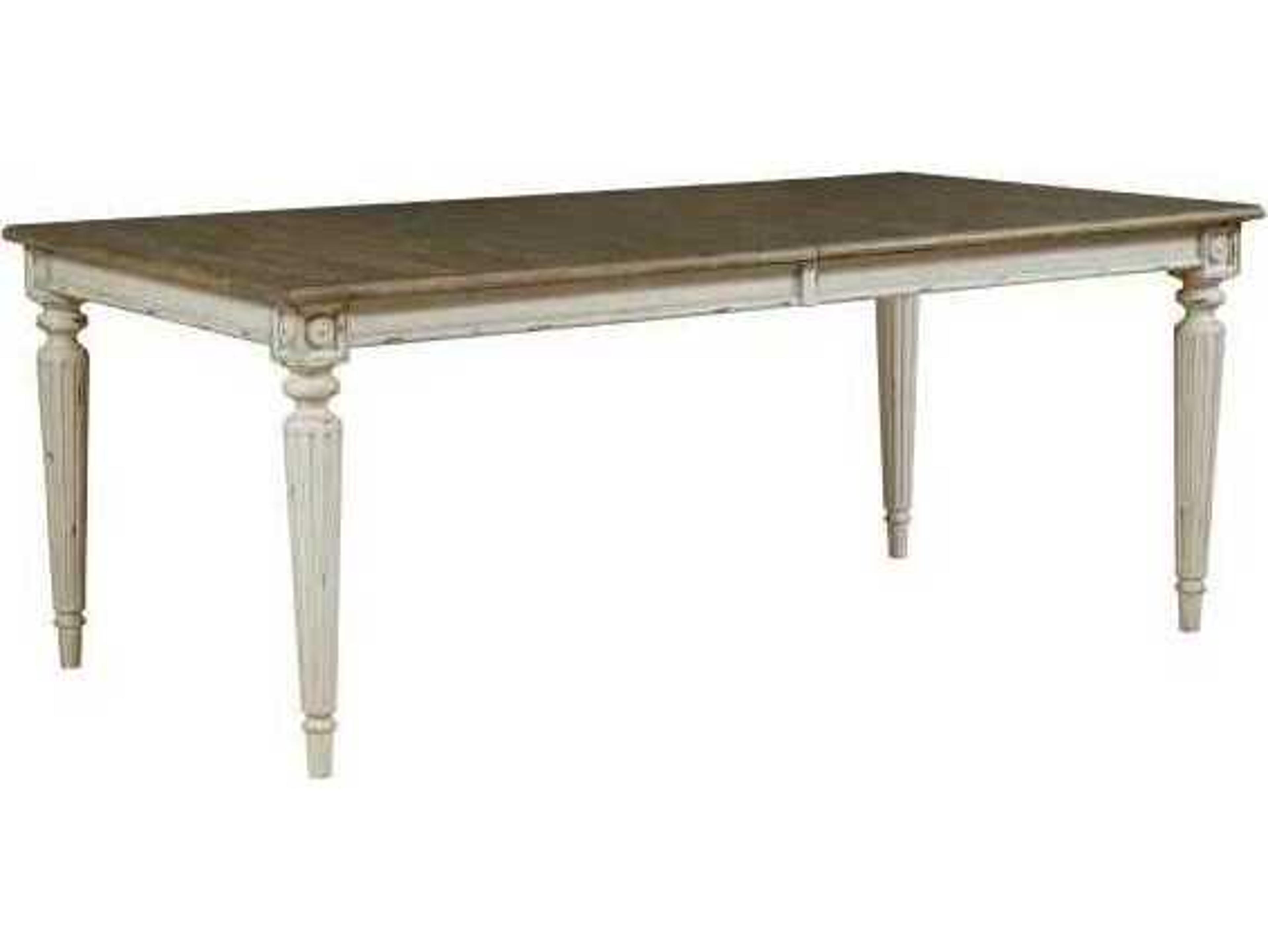 American Drew Southbury Rectangular Wood Fossil Color Tops Parchment Bases Dining Table