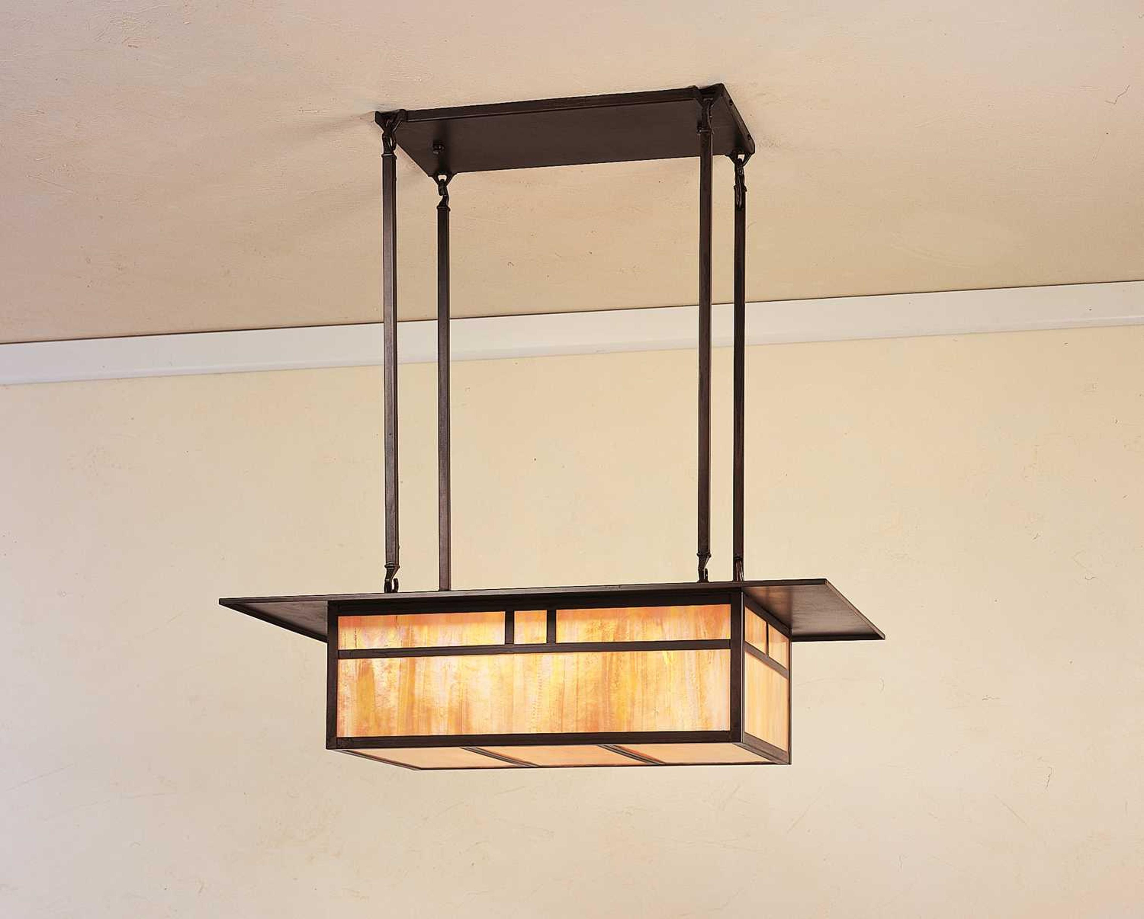 Arroyo Craftsman Huntington 4-Light Bronze Glass Island Pendant