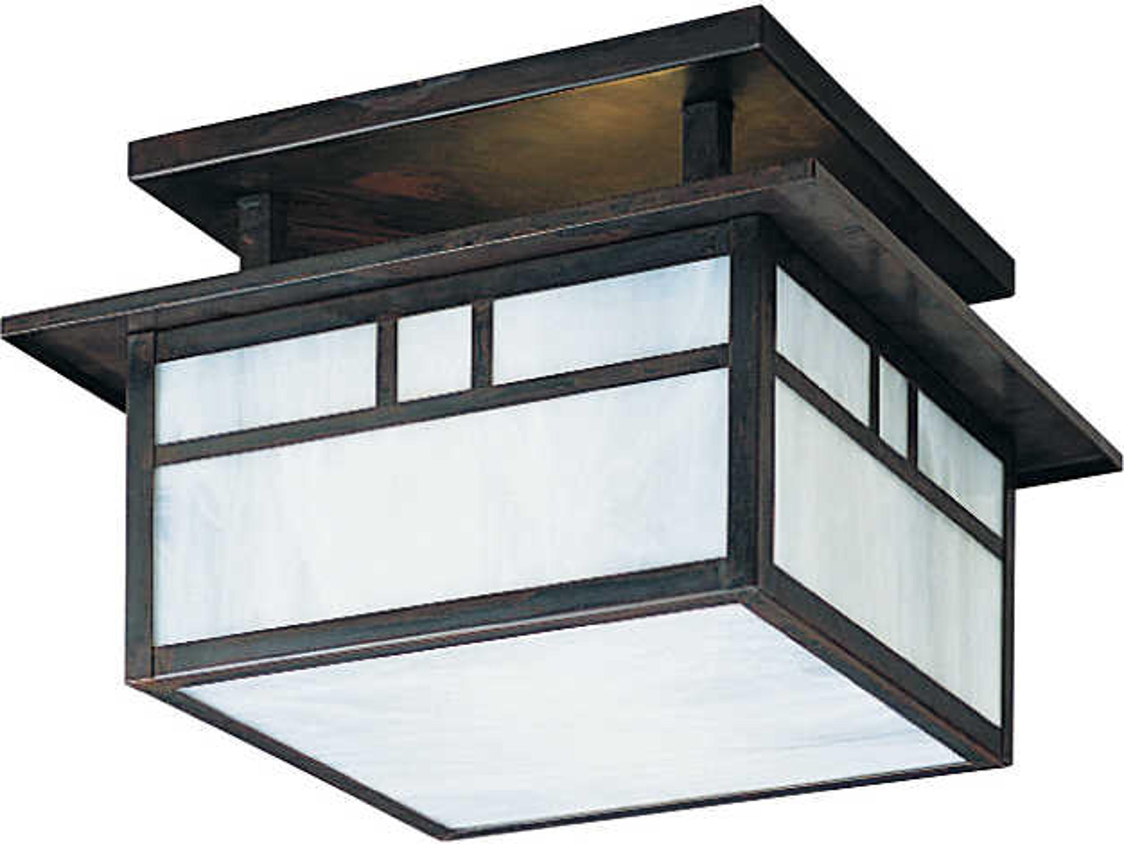 Arroyo Craftsman Huntington 2-Light Bronze Glass Semi Flush Mount