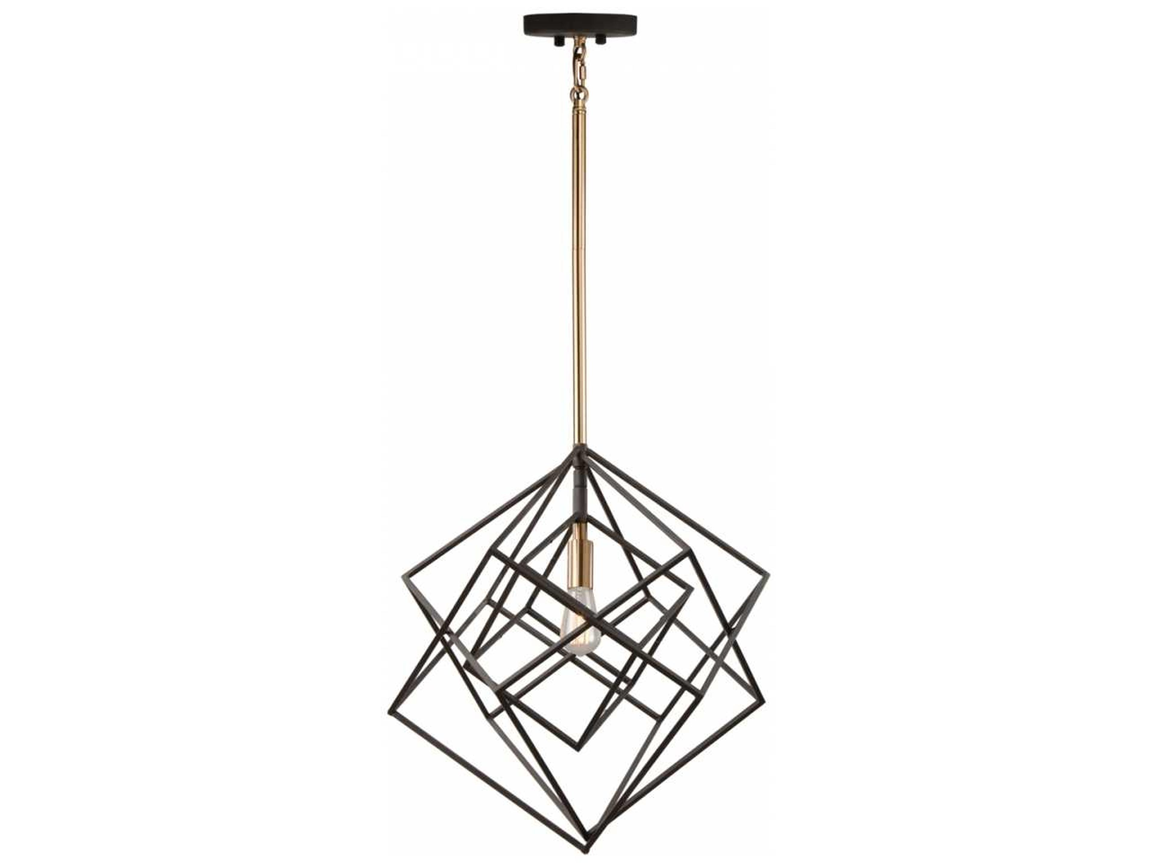 Artcraft Artistry 1-Light Matte Black Harvest Brass LED Geometric Pendant