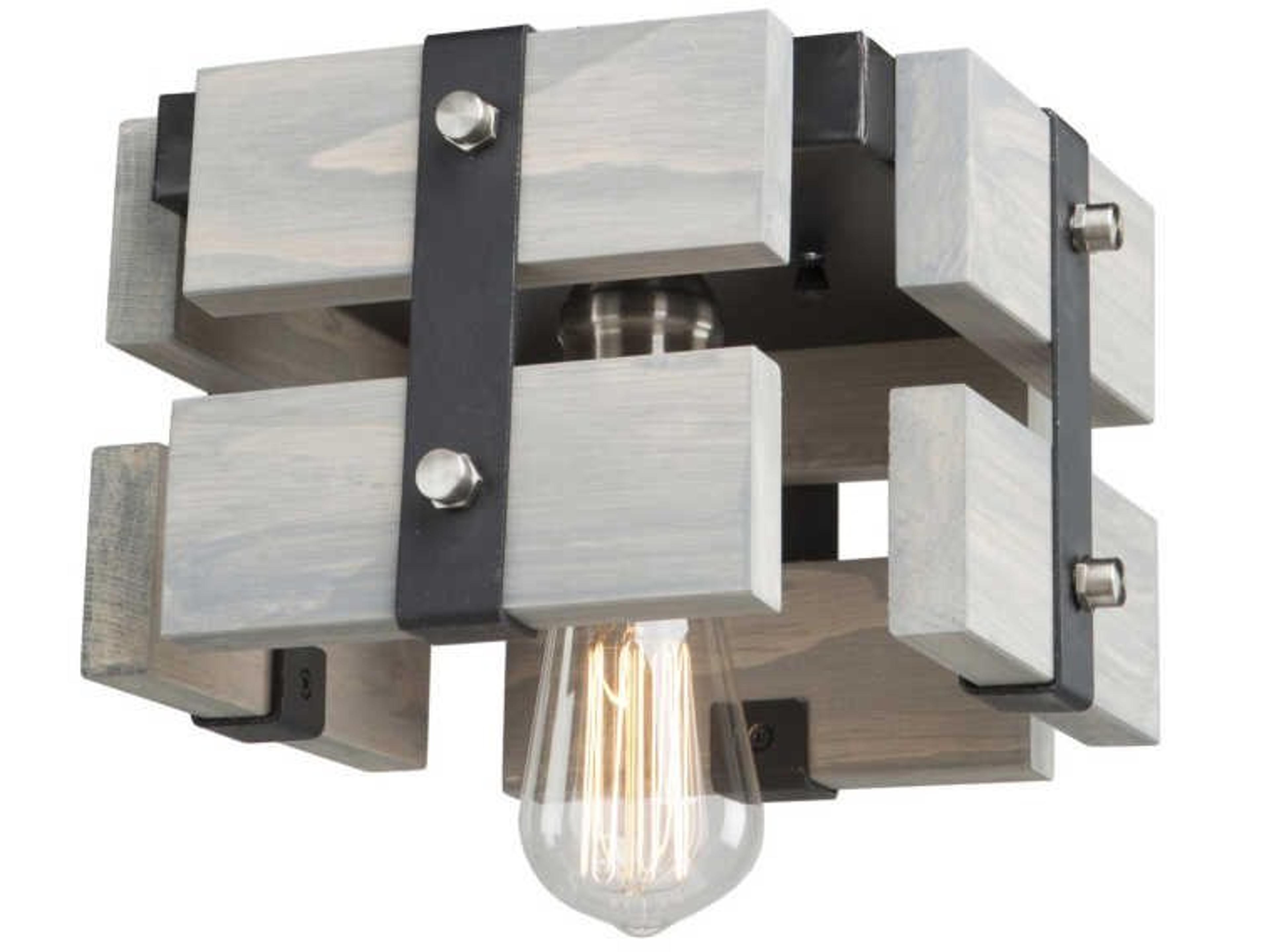 Artcraft Barnyard 1-Light Beach Wood LED Geometric Flush Mount