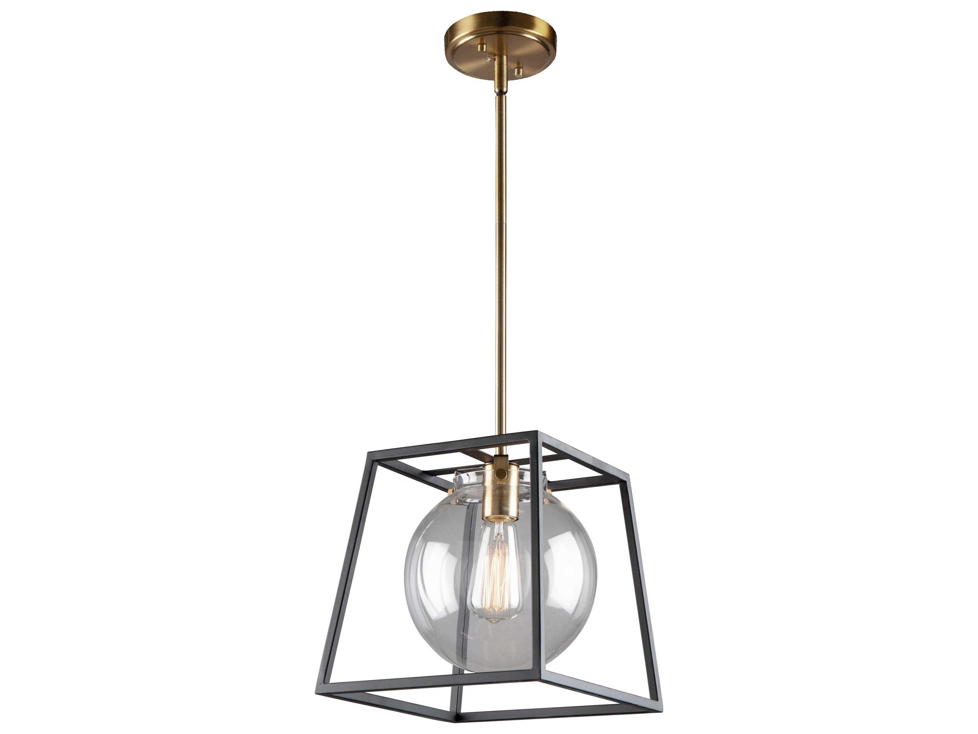 Artcraft Bridgetown 1-Light Black Harvest Brass LED Globe Geometric Mini Pendant