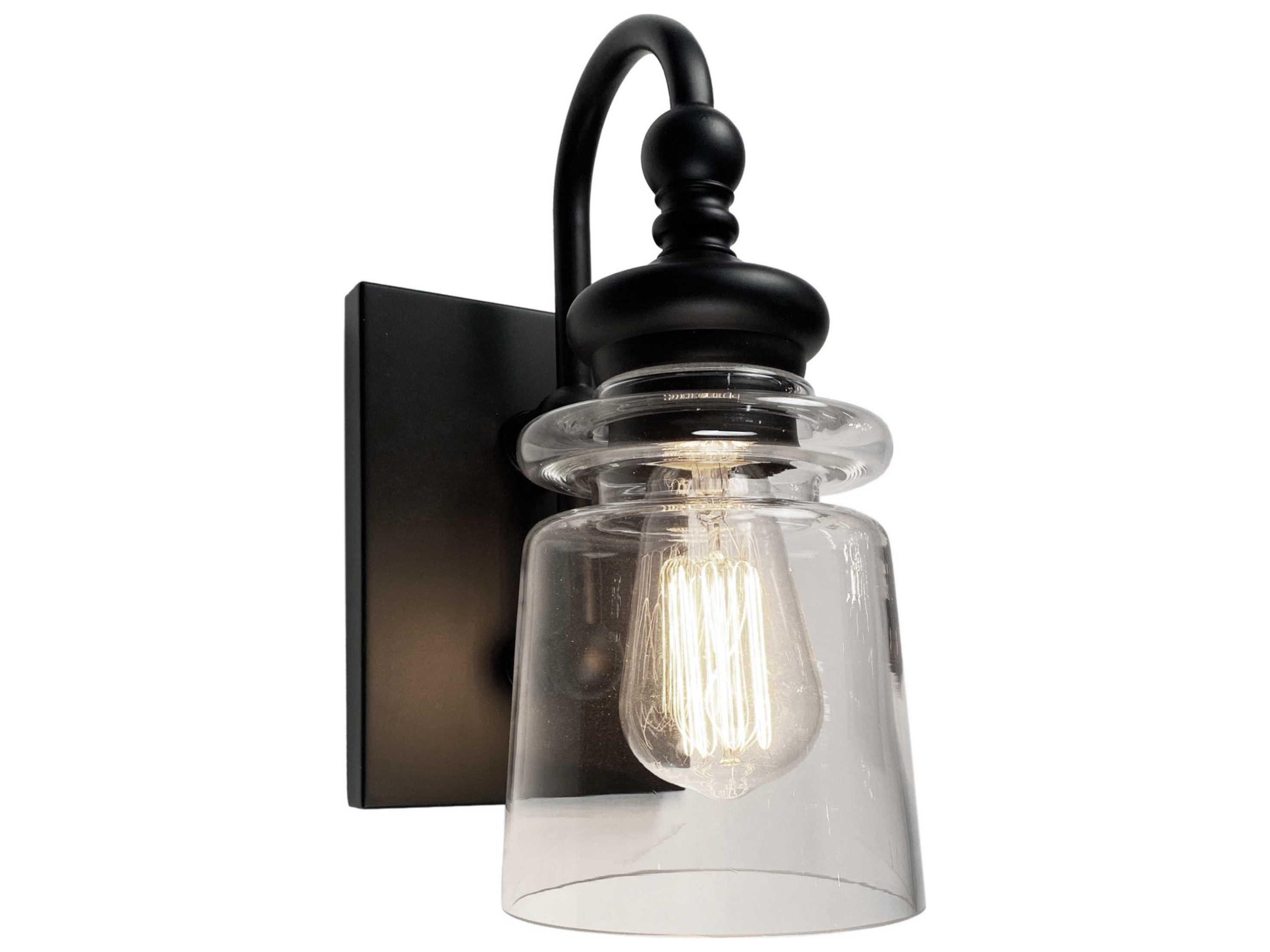 Artcraft Castara 1-Light Black Brass Glass LED Wall Sconce