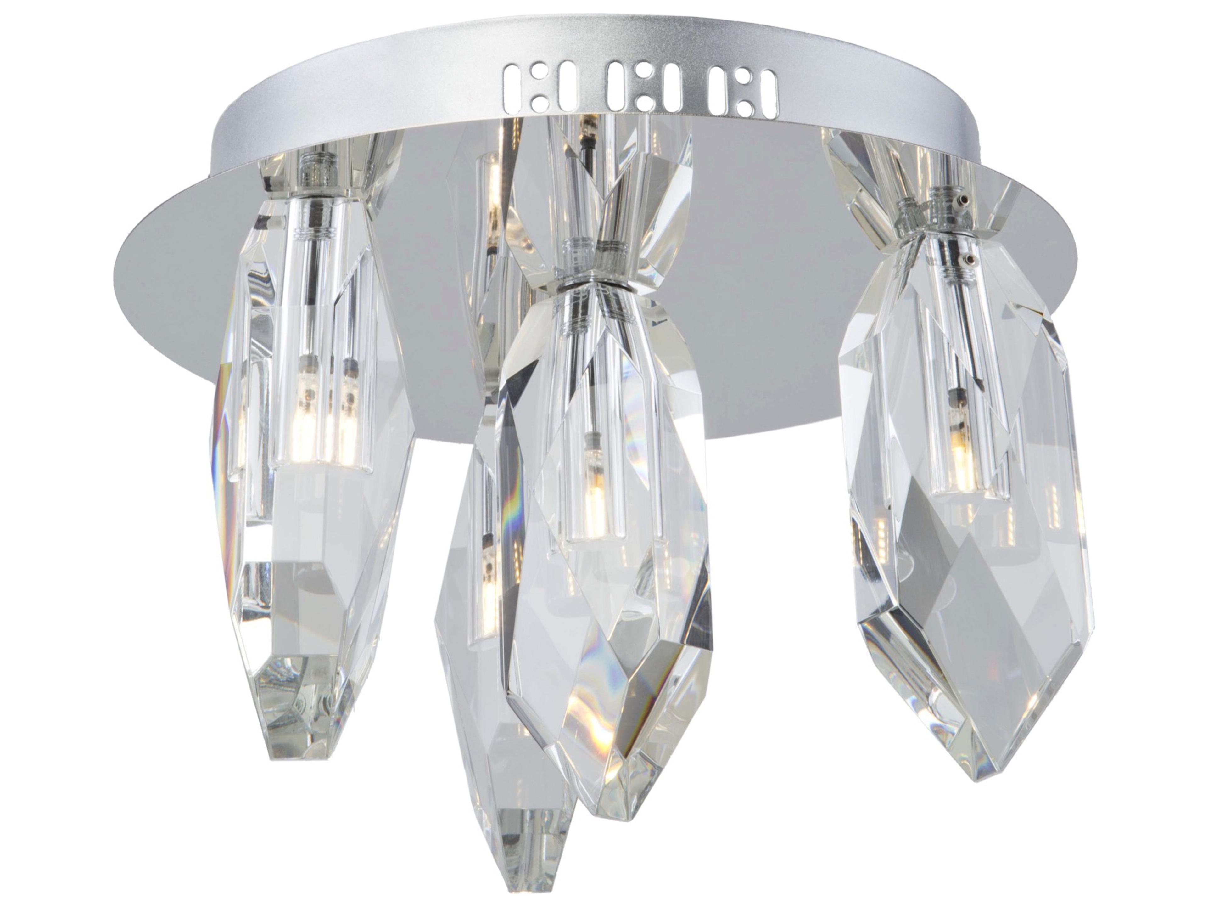 Artcraft Doccia 4-Light Chrome Crystal LED Geometric Flush Mount