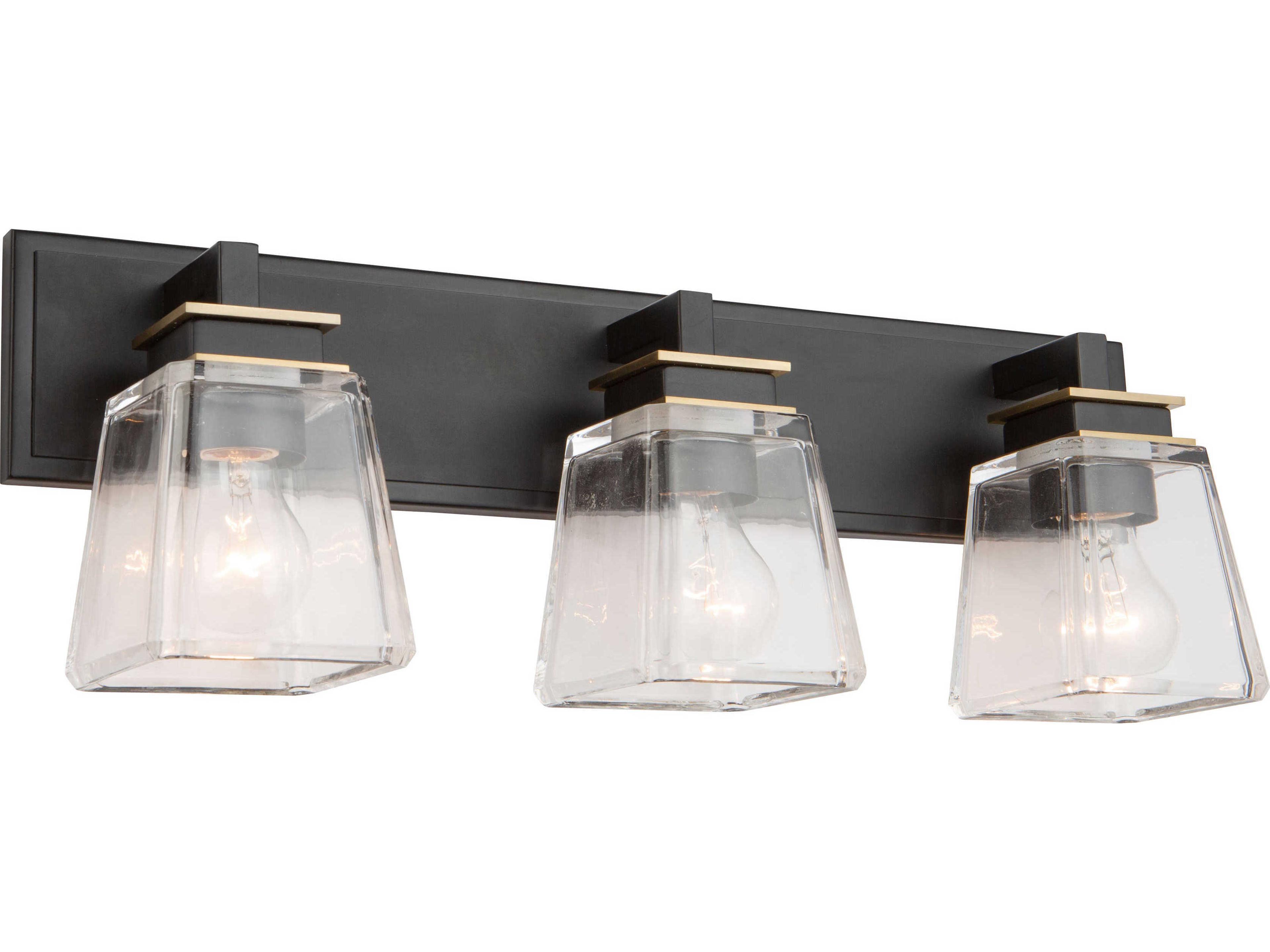 Artcraft Eastwood 3-Light Black Brass Glass LED Vanity Light