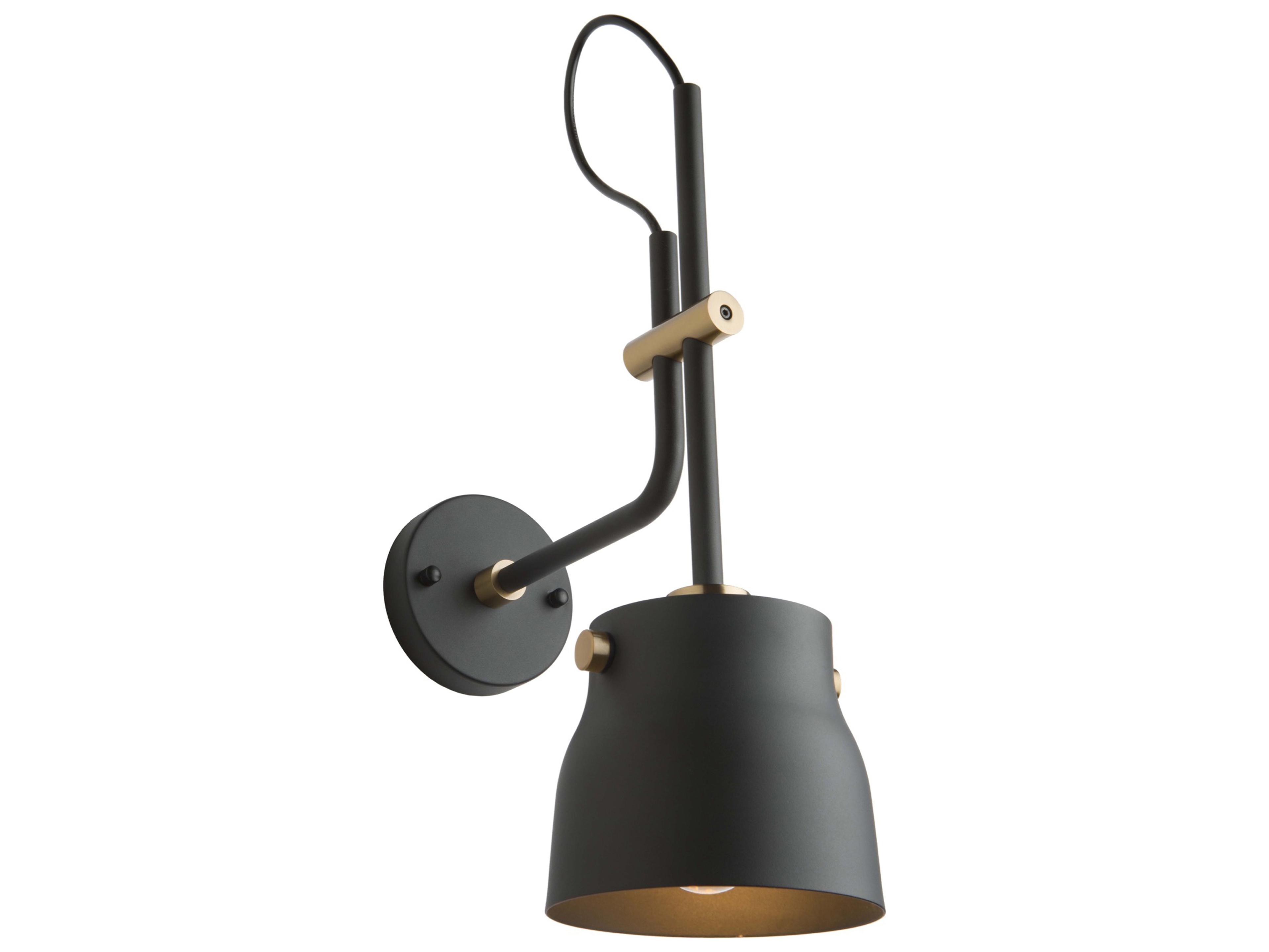 Artcraft Euro Industrial 1-Light Matte Black Harvest Brass LED Wall Sconce