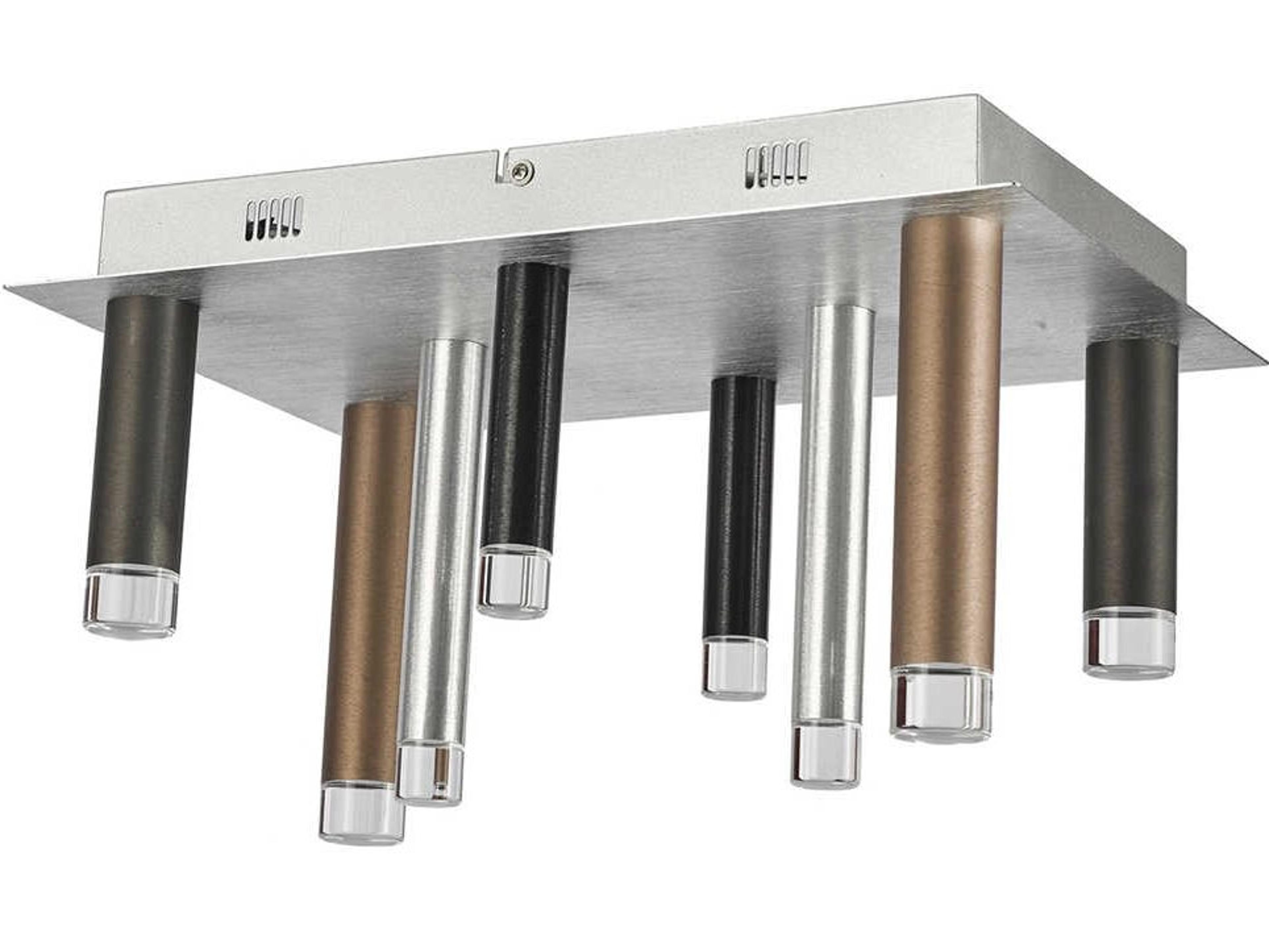 Artcraft Galiano 8-Light Black Copper Satin Aluminum Silver LED Cylinder Linear Flush Mount