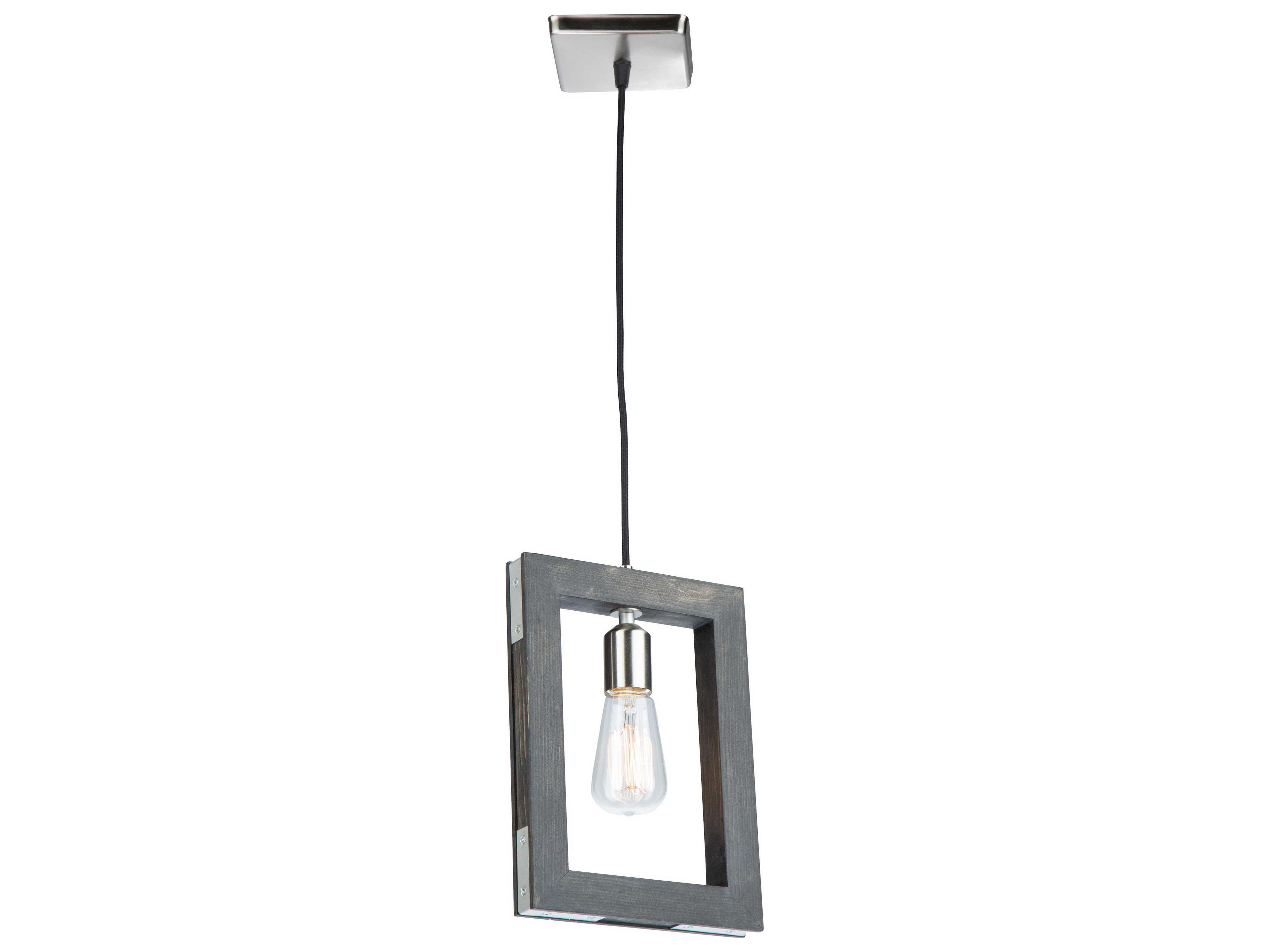 Artcraft Gatehouse 1-Light Dark Pine Brushed Nickel Brown LED Geometric Mini Pendant