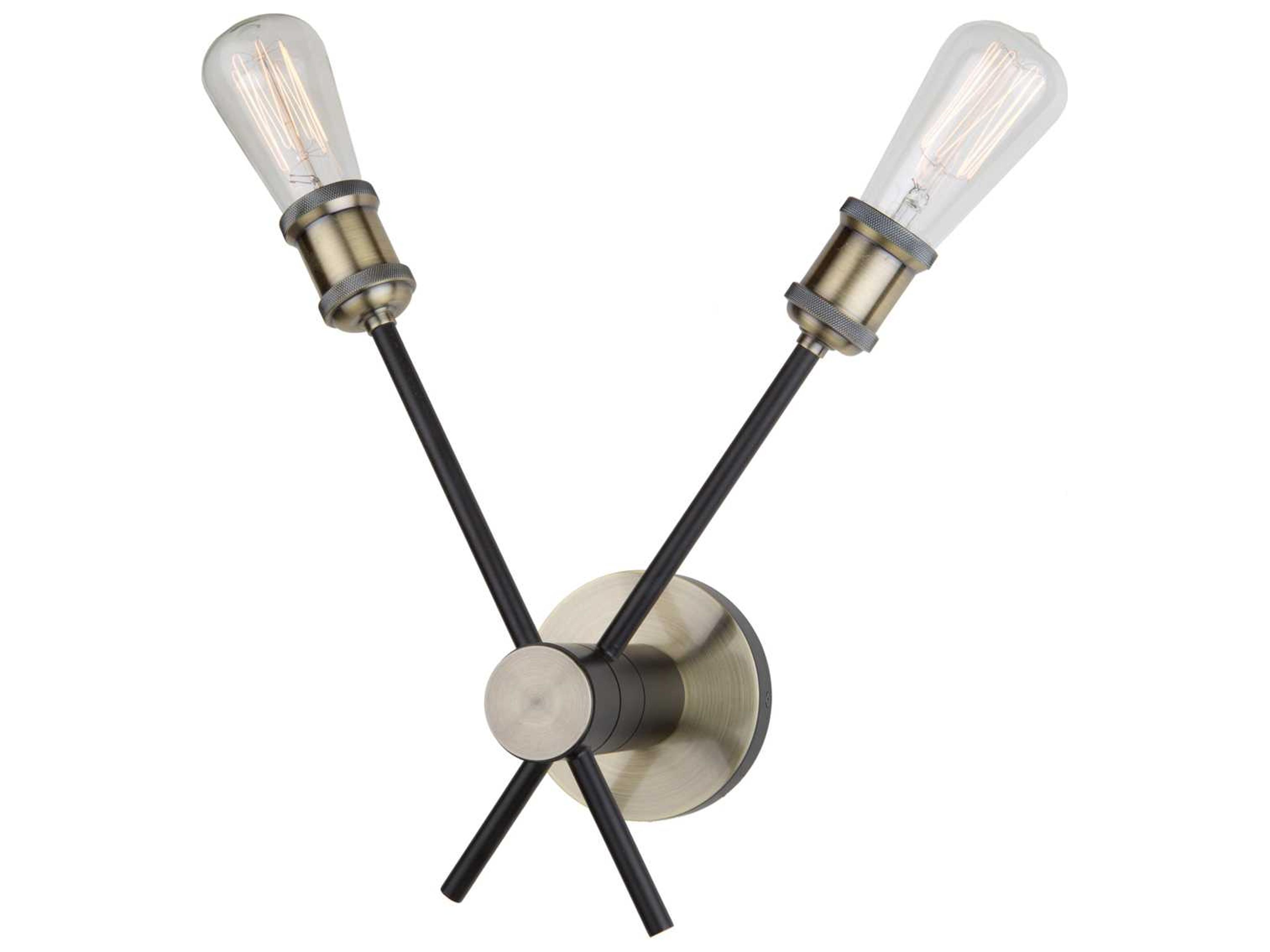 Artcraft Lux 2-Light Matte Black Satin Brass LED Wall Sconce