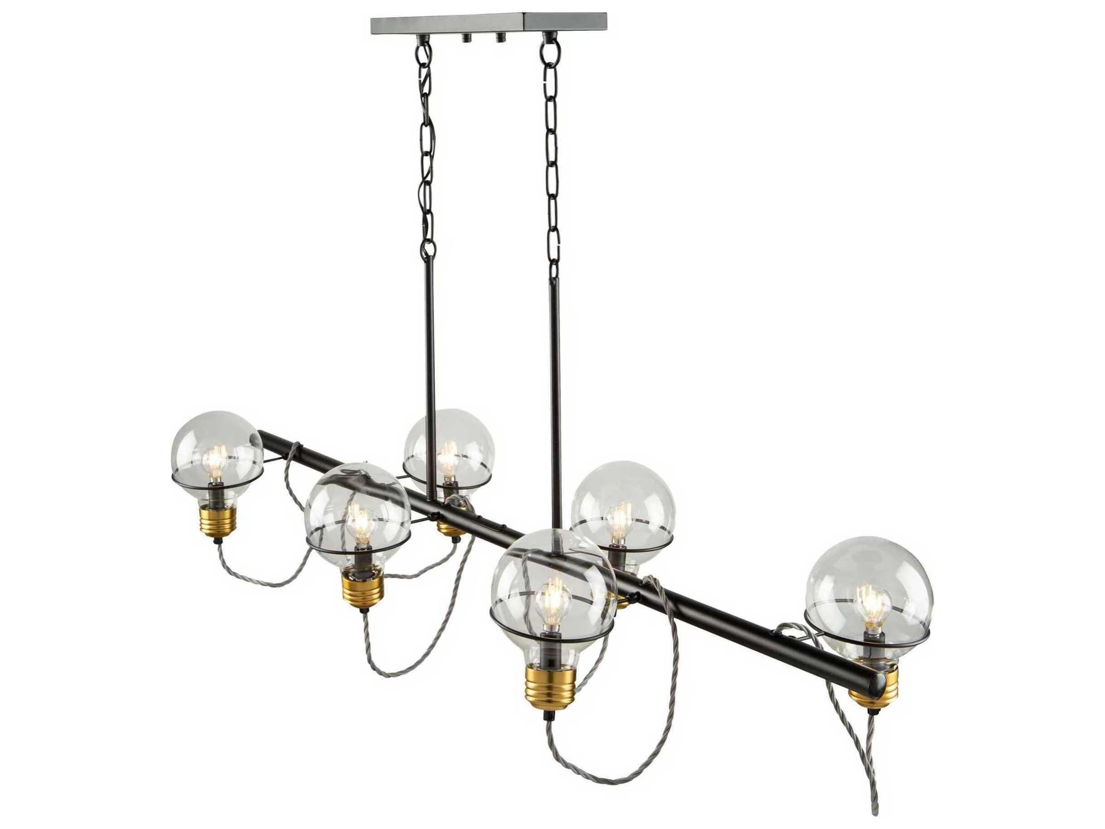 Artcraft Martina 6-Light Black And Brushed Brass Glass LED Globe Island Pendant