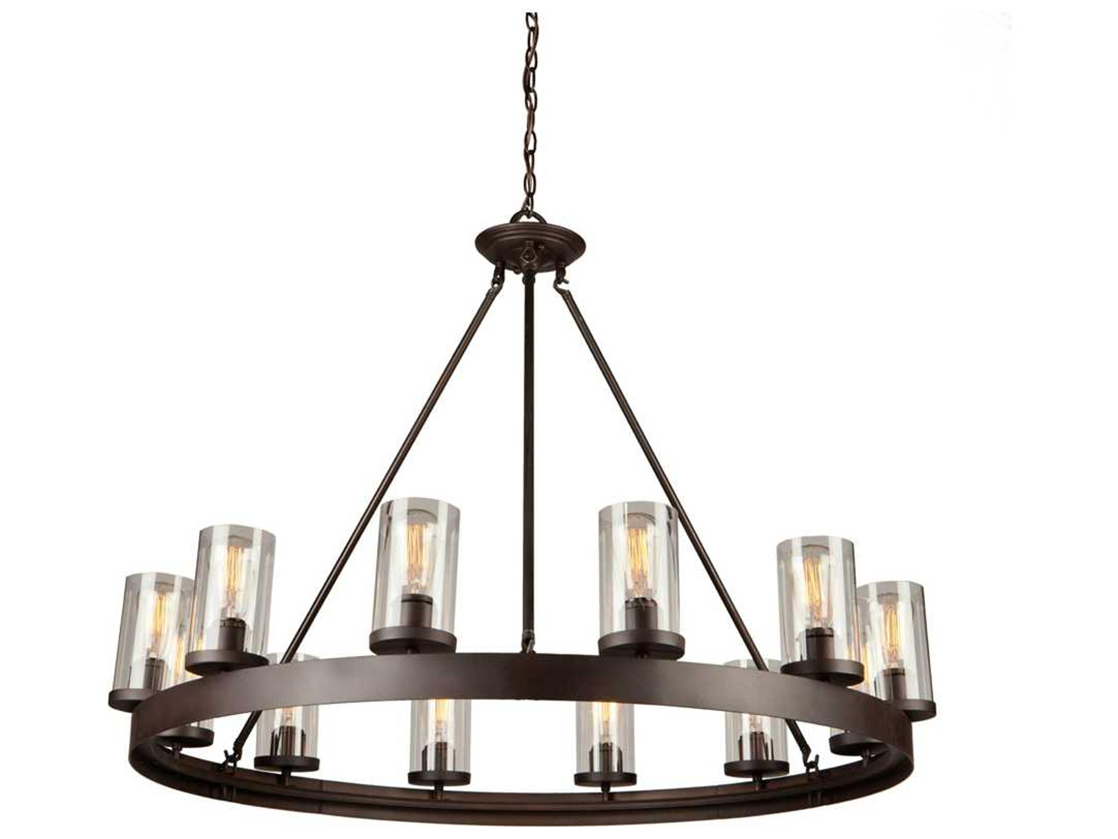 Artcraft Melno Park 12-Light Oil Rubbed Bronze Glass Cylinder Chandelier