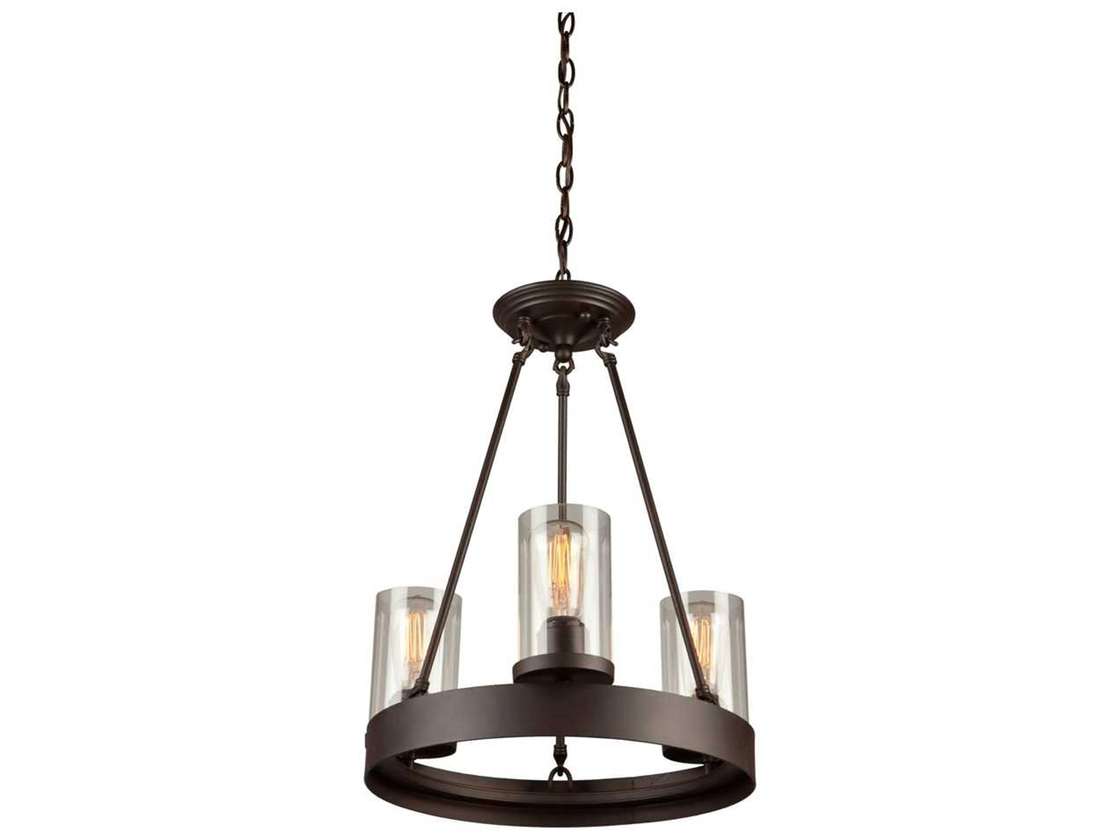 Artcraft Melno Park 3-Light Oil Rubbed Bronze Glass Cylinder Chandelier