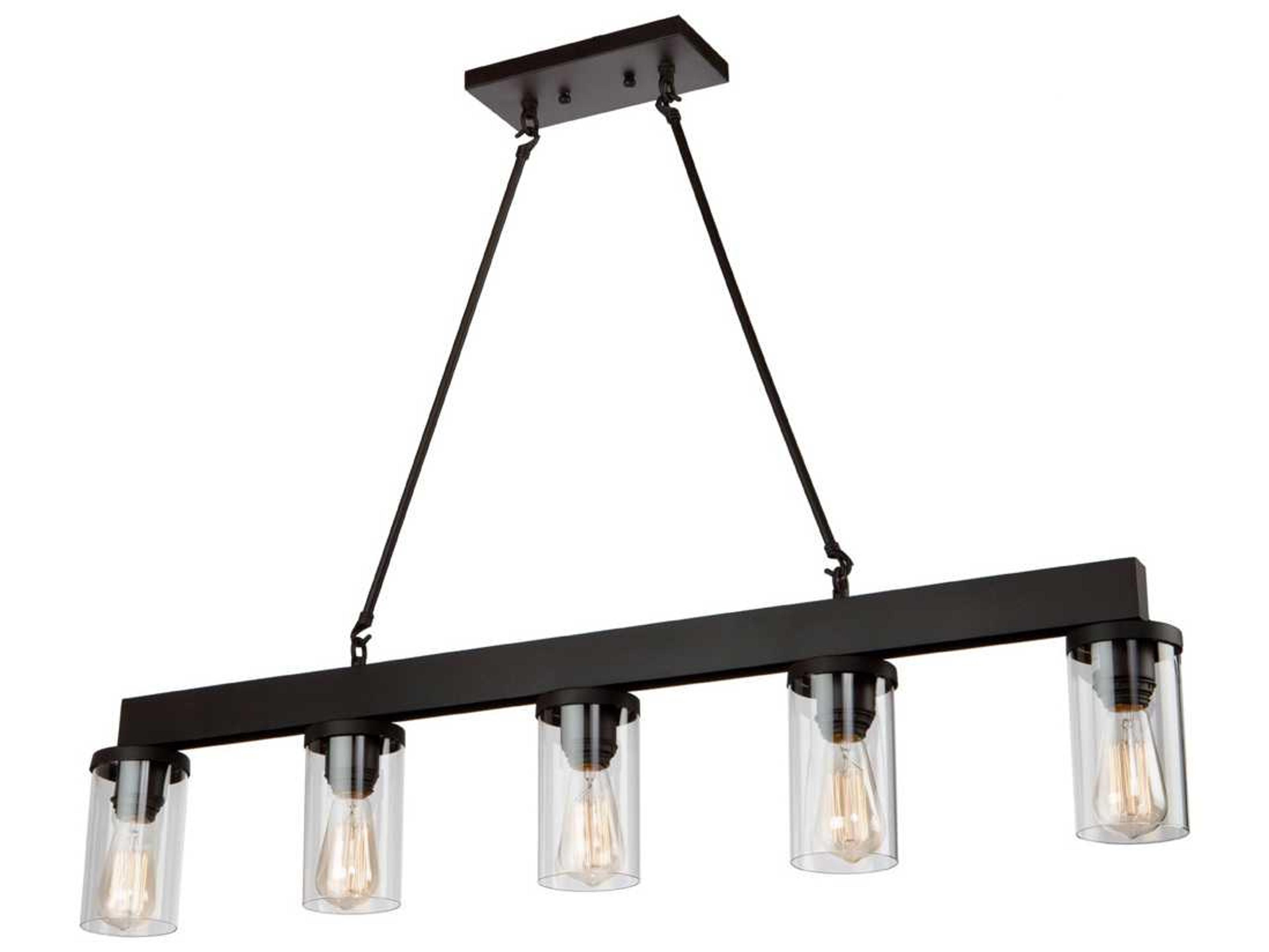 Artcraft Menlo Park 5-Light Oil Rubbed Bronze Glass Cylinder Island Pendant
