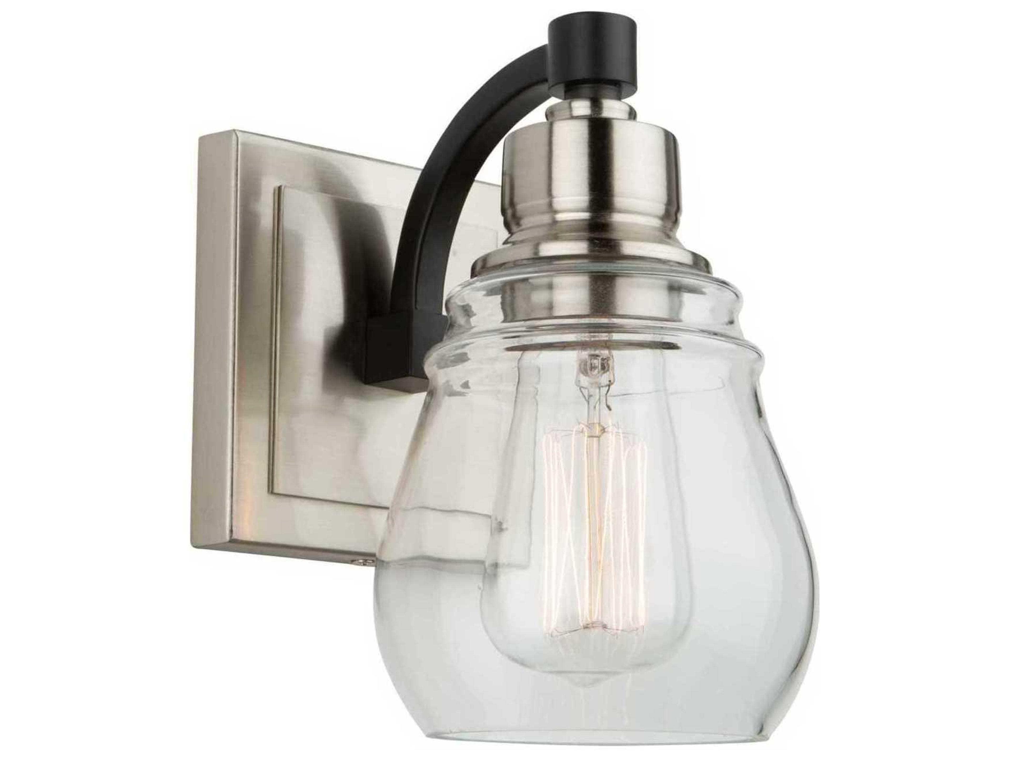 Artcraft Nelson 1-Light Black And Brushed Nickel Glass LED Wall Sconce