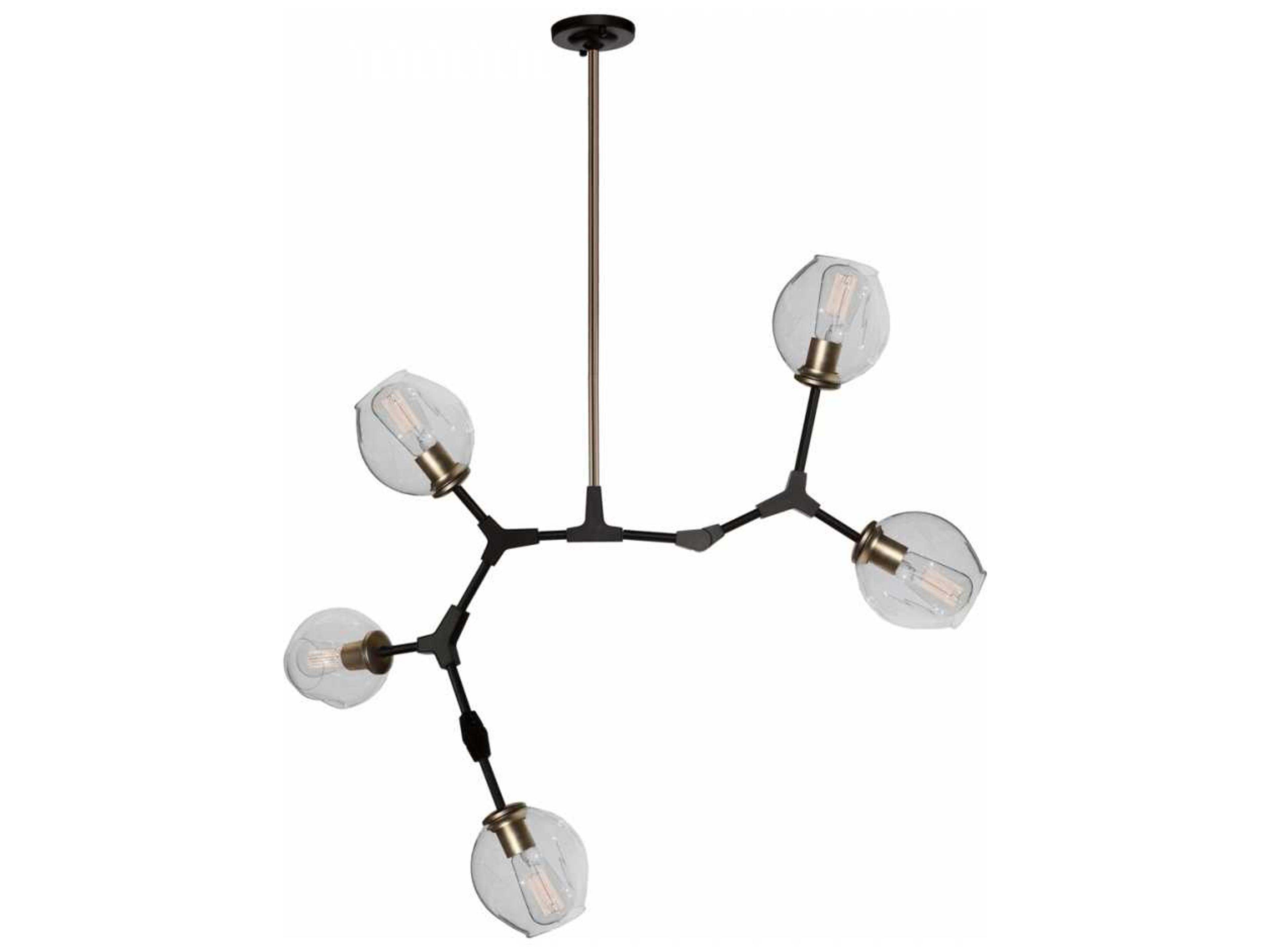 Artcraft Organic Vintage Brass Glass LED Geometric Chandelier