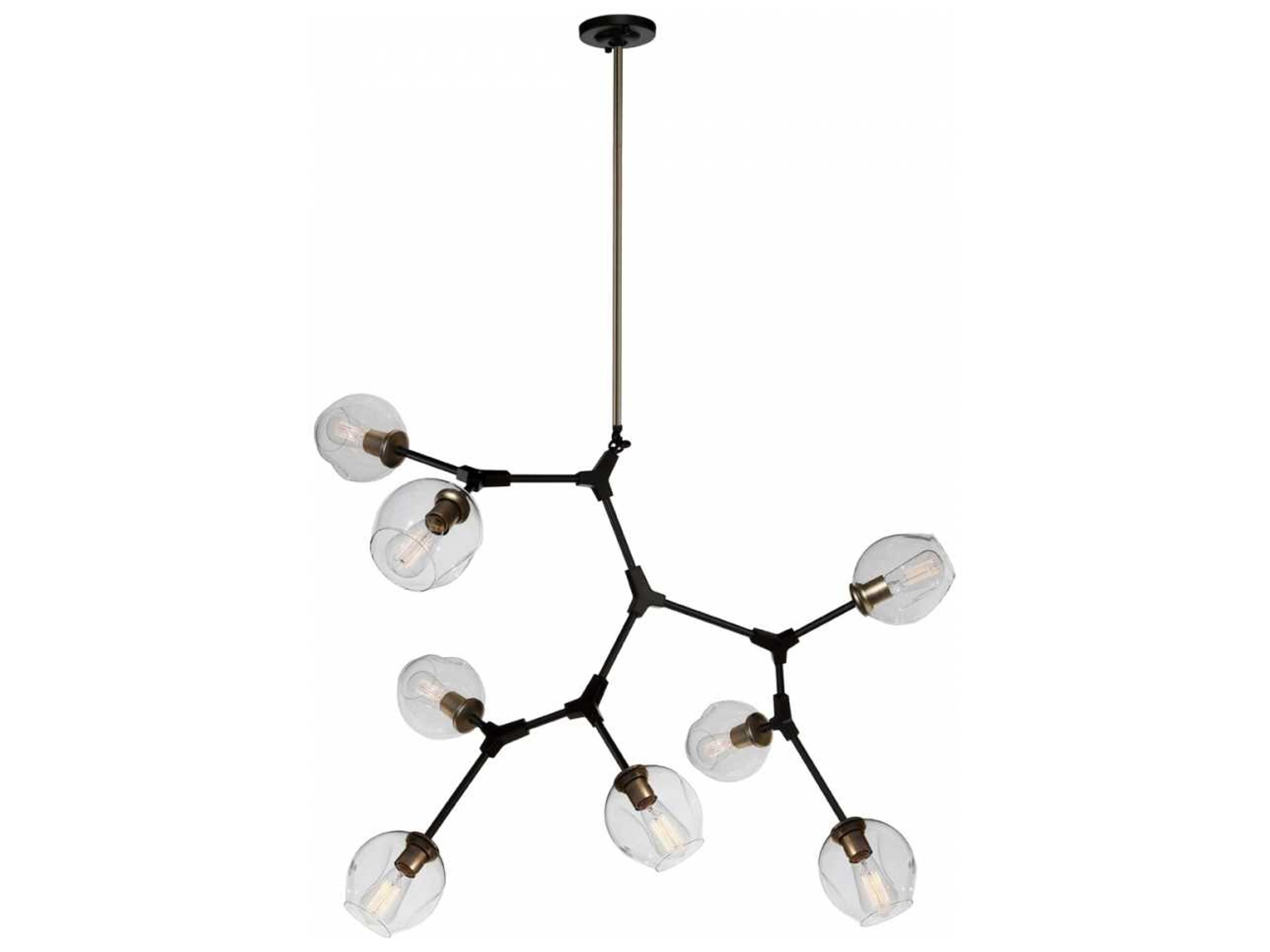 Artcraft Organic Vintage Brass Glass LED Geometric Chandelier
