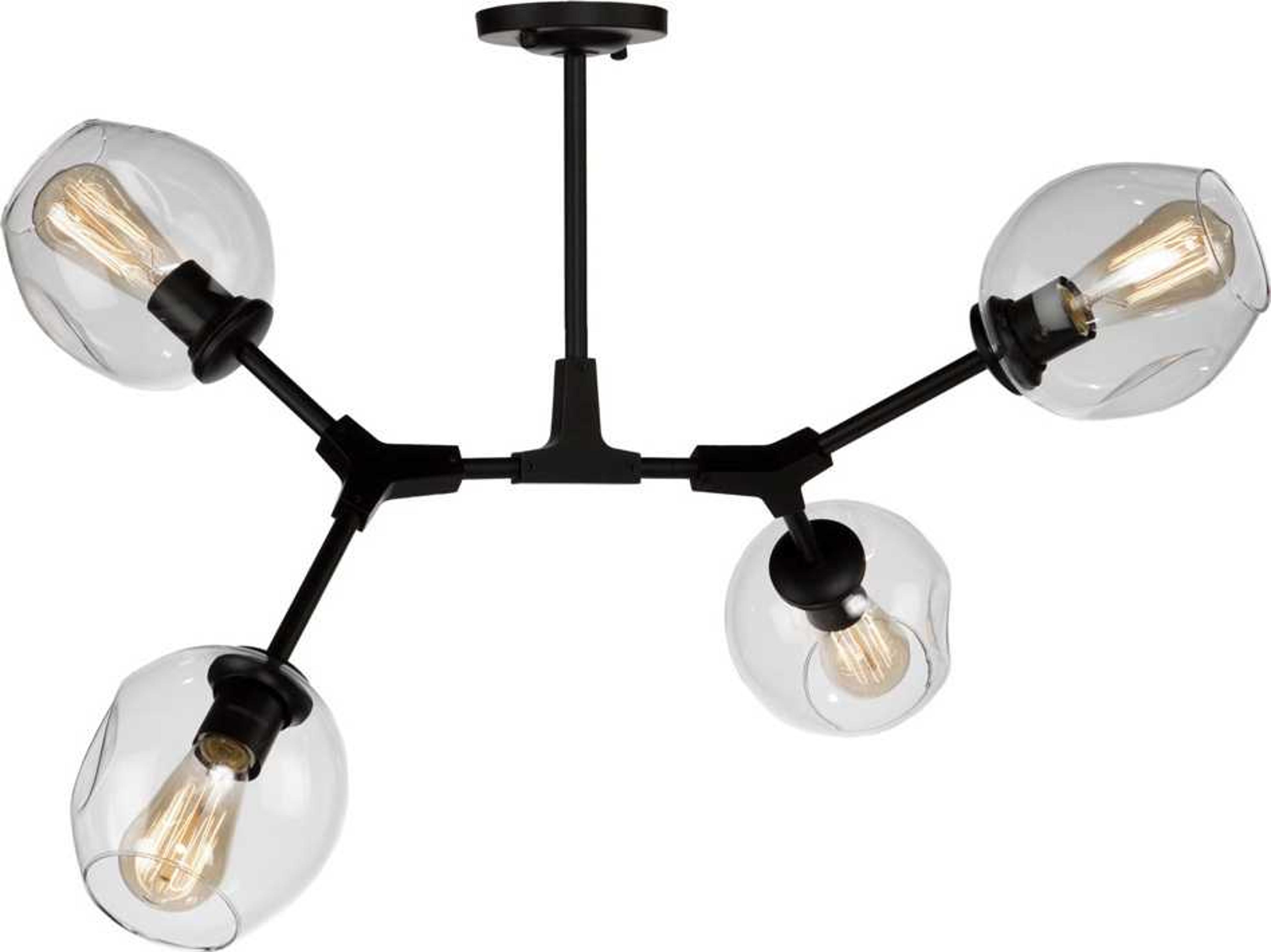 Artcraft Organic Black Glass LED Geometric Semi Flush Mount
