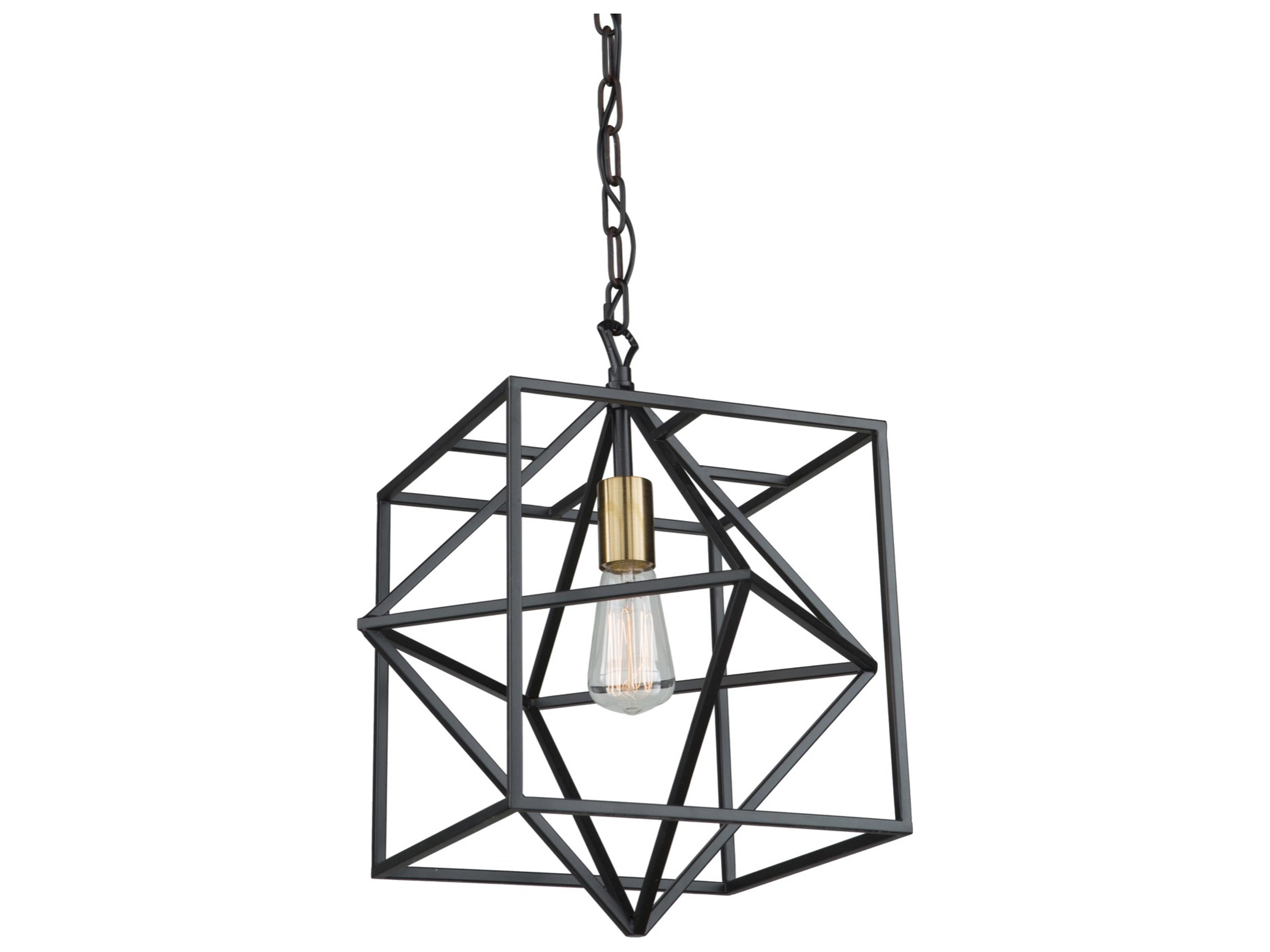 Artcraft Roxton 1-Light Matte Black Harvest Brass LED Geometric Pendant
