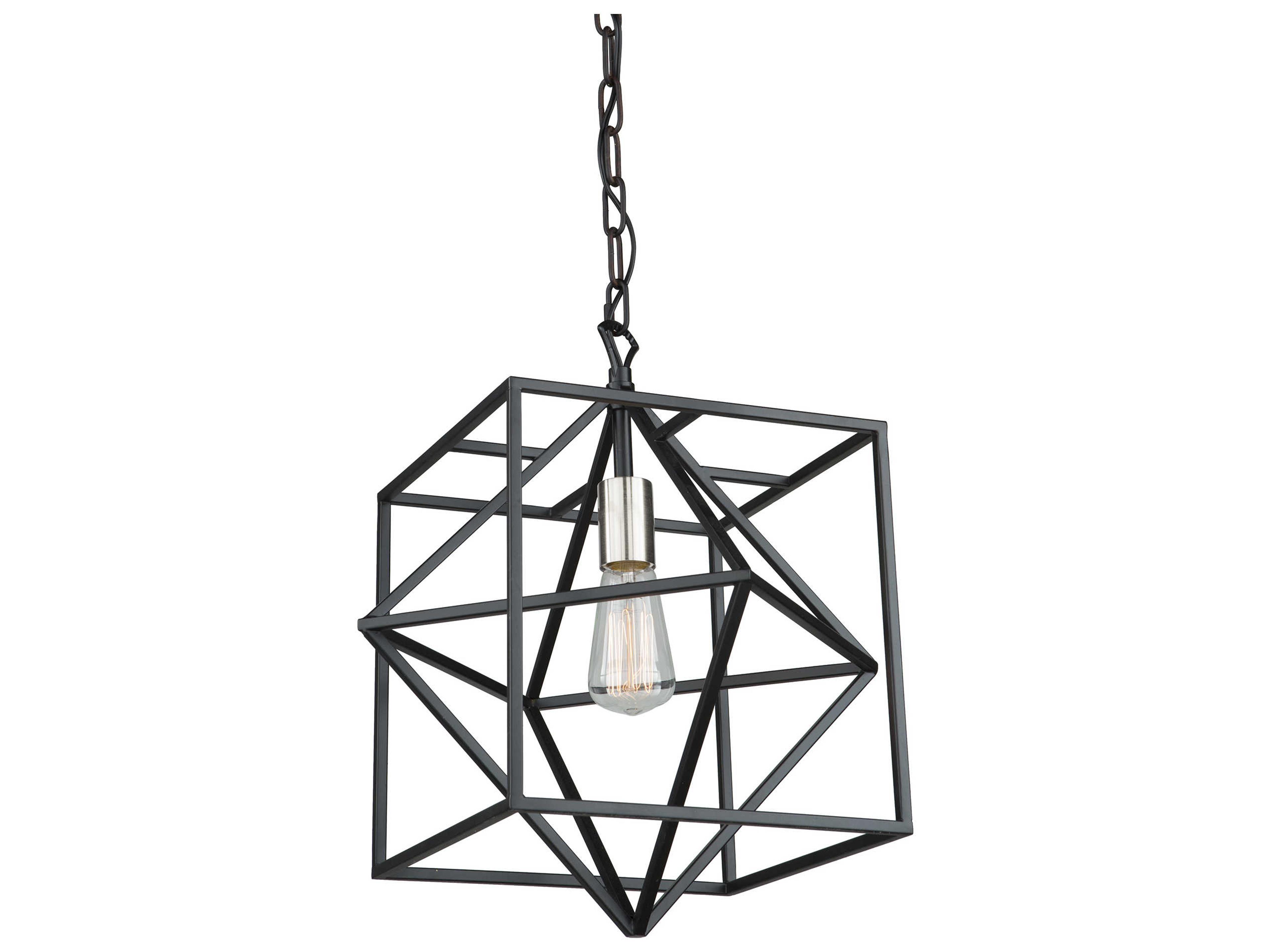 Artcraft Roxton 1-Light Matte Black Polished Nickel LED Geometric Pendant