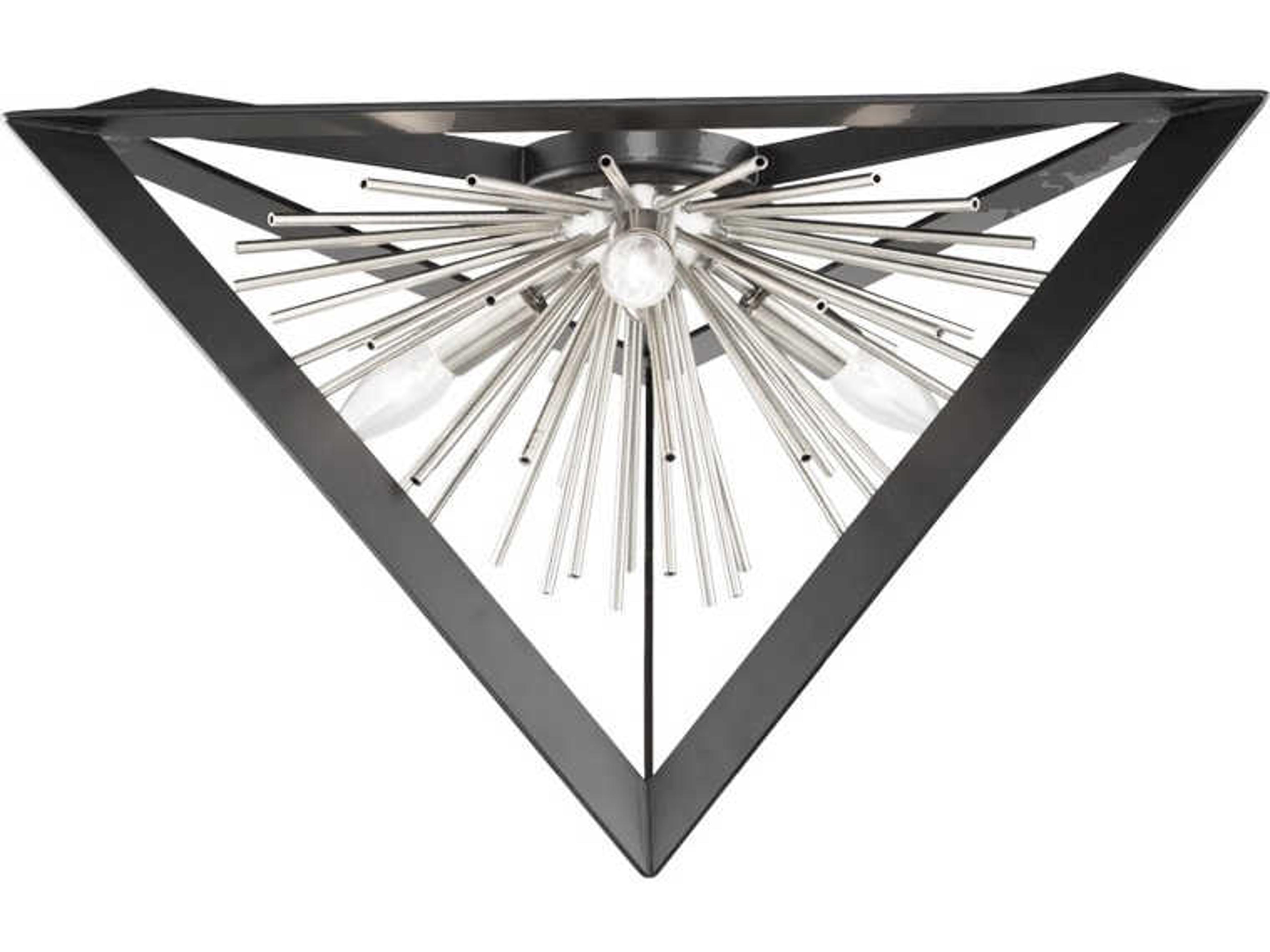 Artcraft Sunburst 3-Light Matte Black Chrome LED Geometric Flush Mount