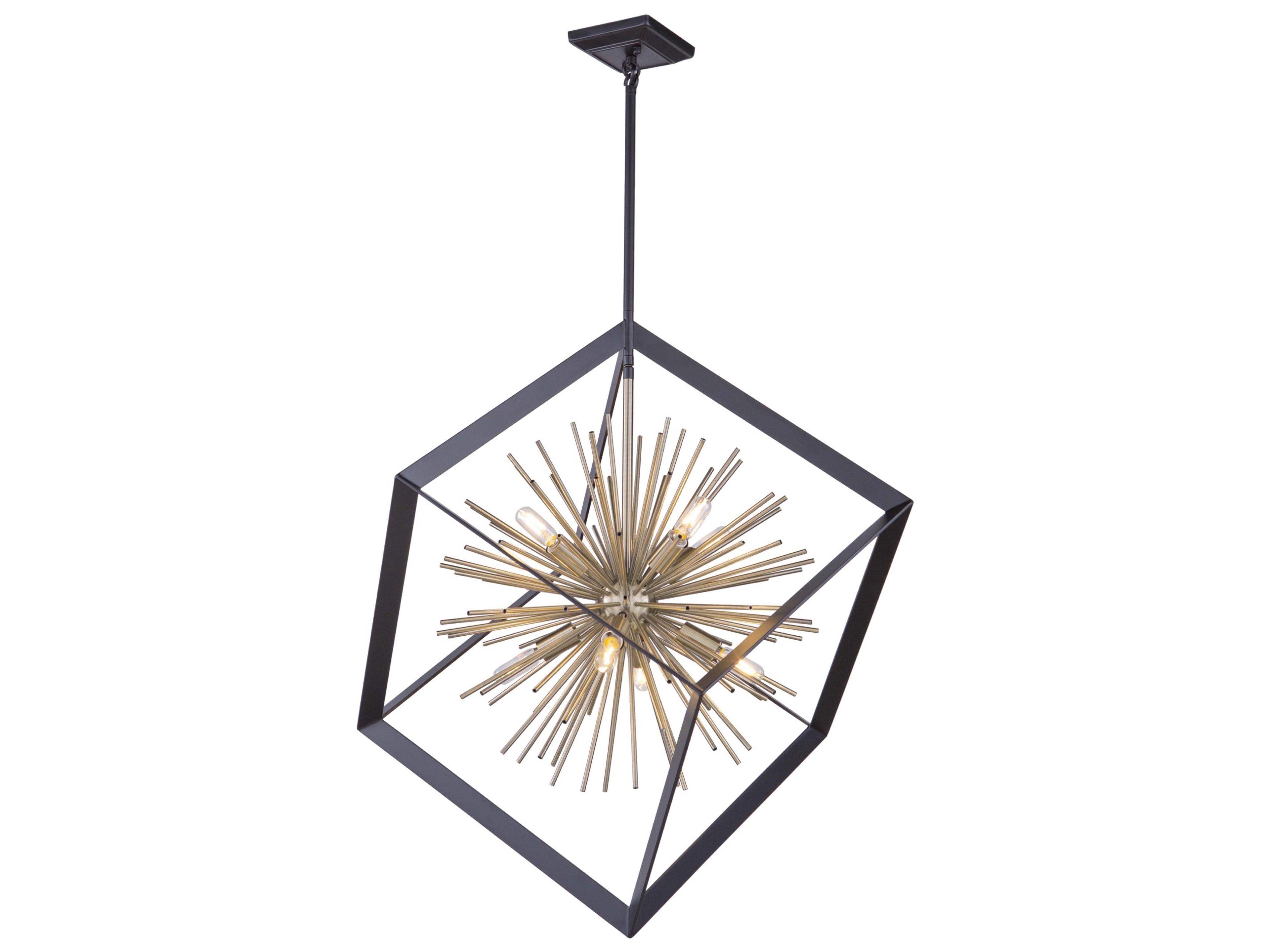 Artcraft Sunburst 8-Light Matte Black Satin Brass LED Geometric Pendant