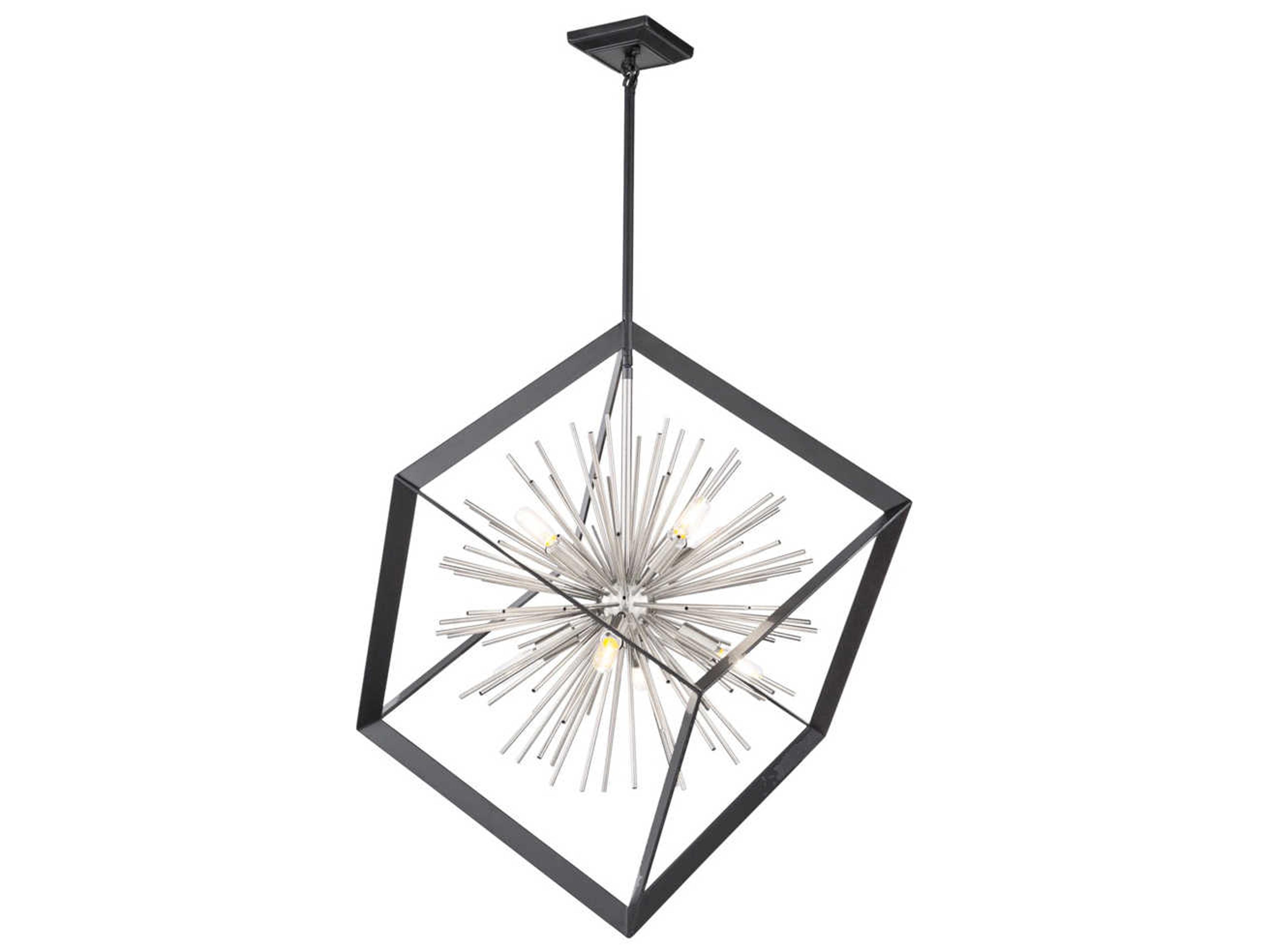 Artcraft Sunburst 8-Light Matte Black Chrome LED Geometric Pendant