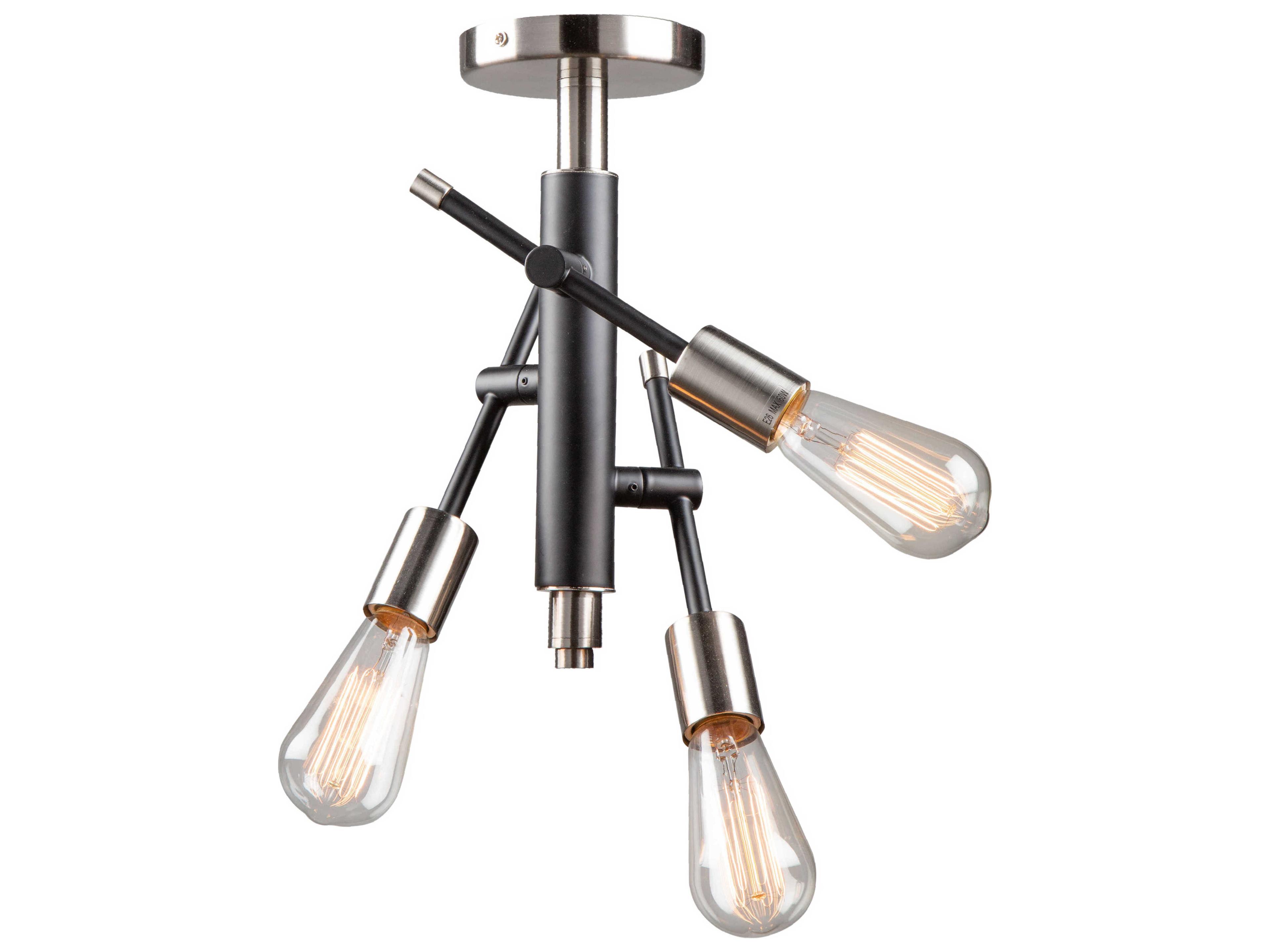 Artcraft Truro 3-Light Black Brushed Nickel LED Semi Flush Mount