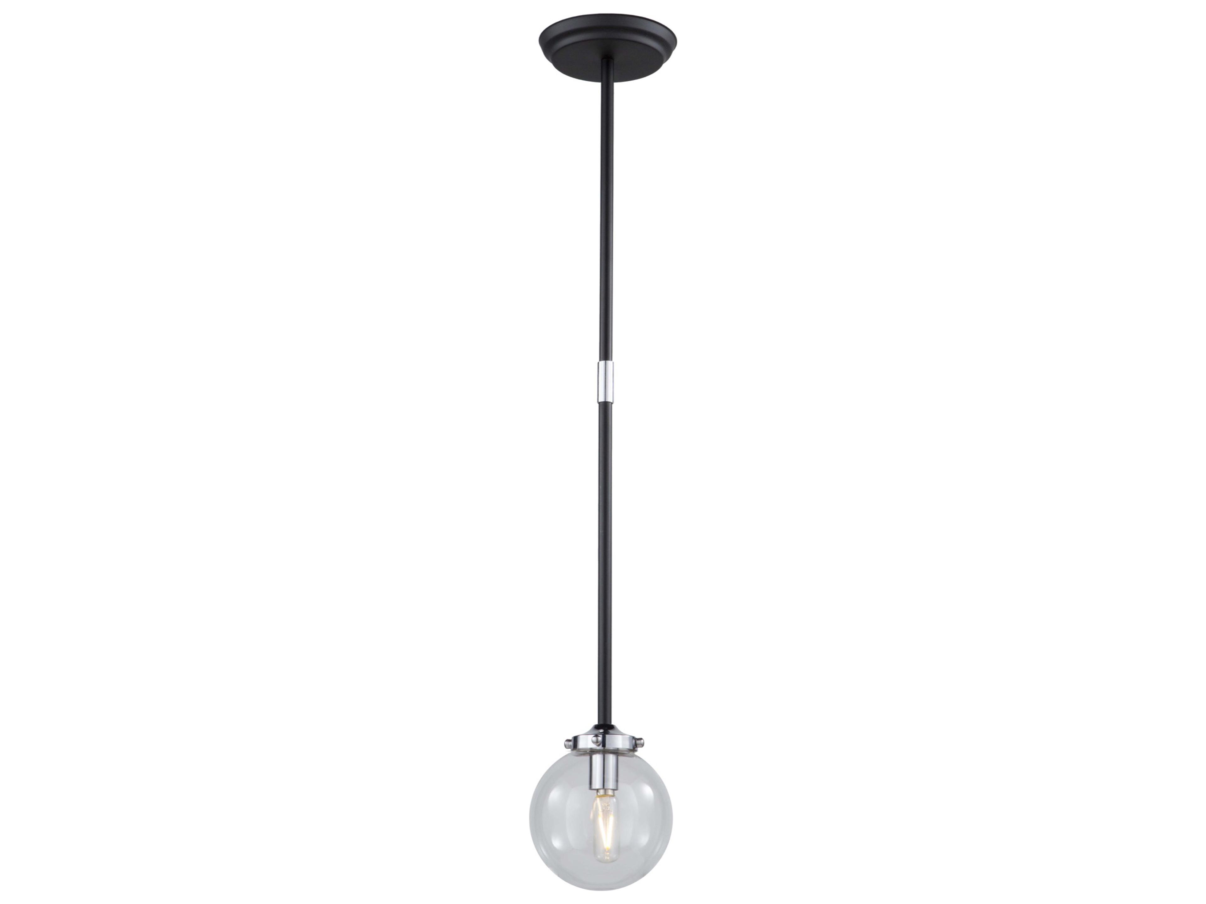Artcraft Vero Modo 1-Light Matte Black Chrome Glass LED Globe Mini Pendant