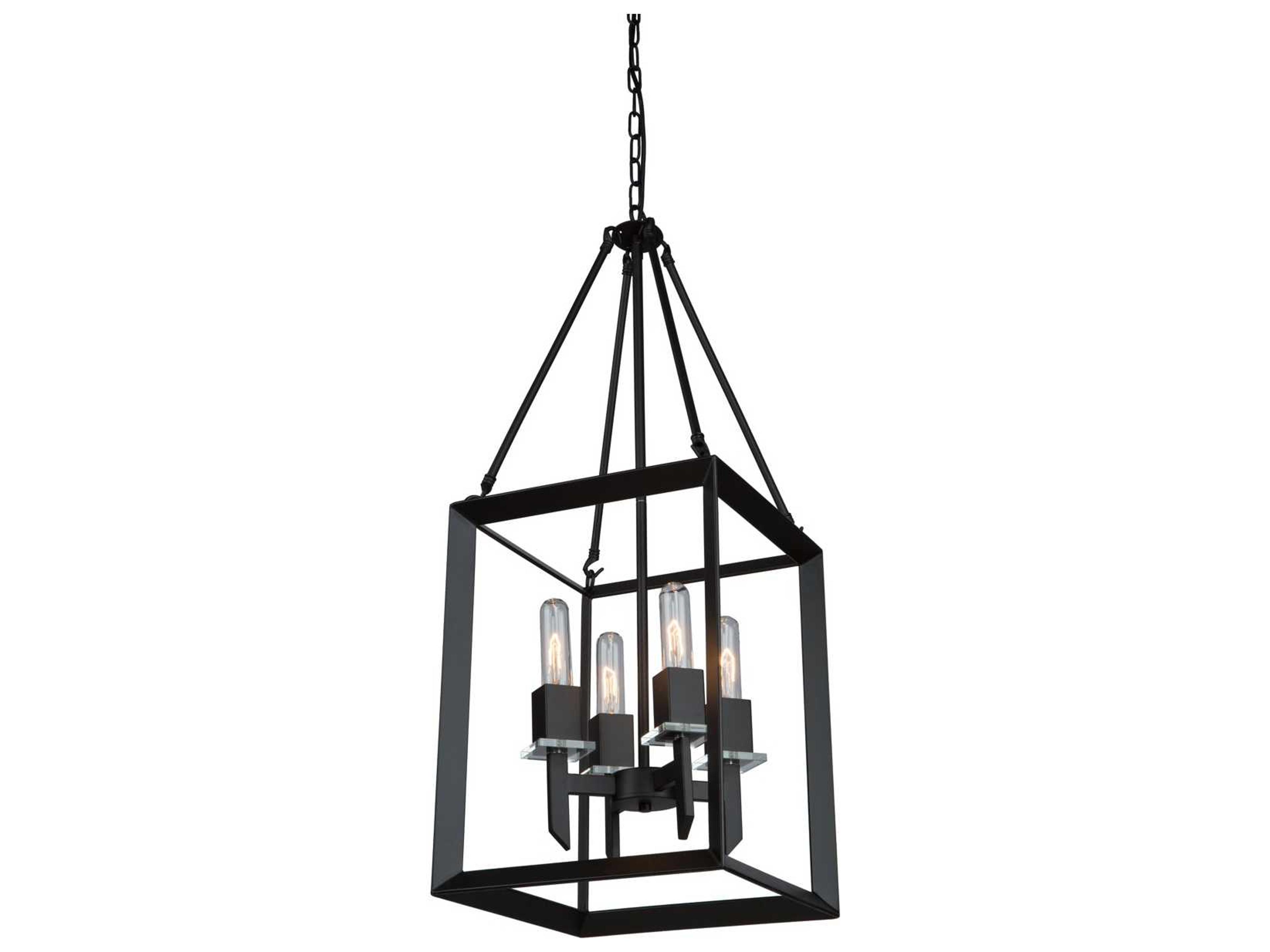 Artcraft Vineyard 4-Light Matte Black LED Geometric Chandelier