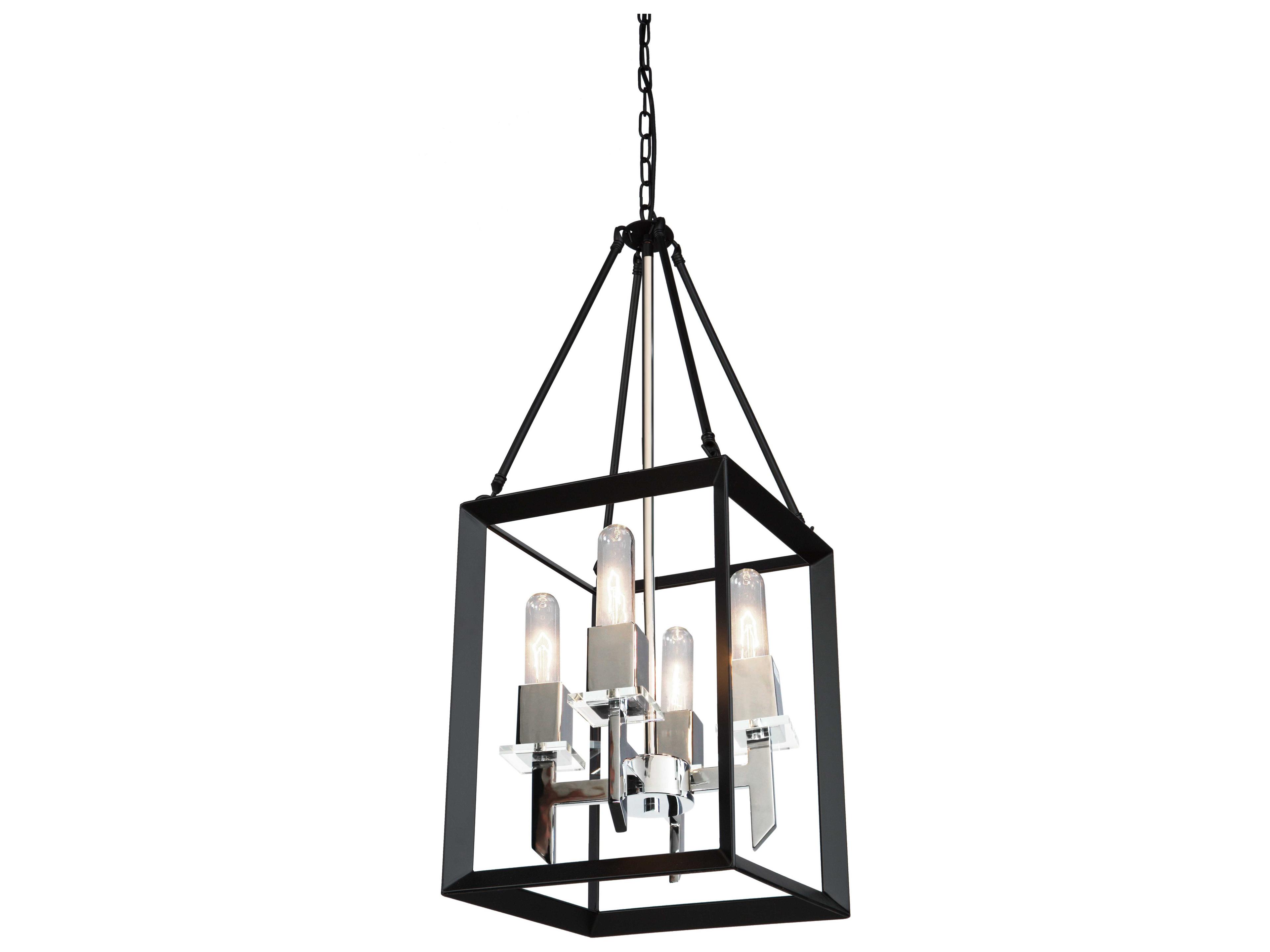 Artcraft Vineyard 4-Light Black Chrome LED Geometric Chandelier