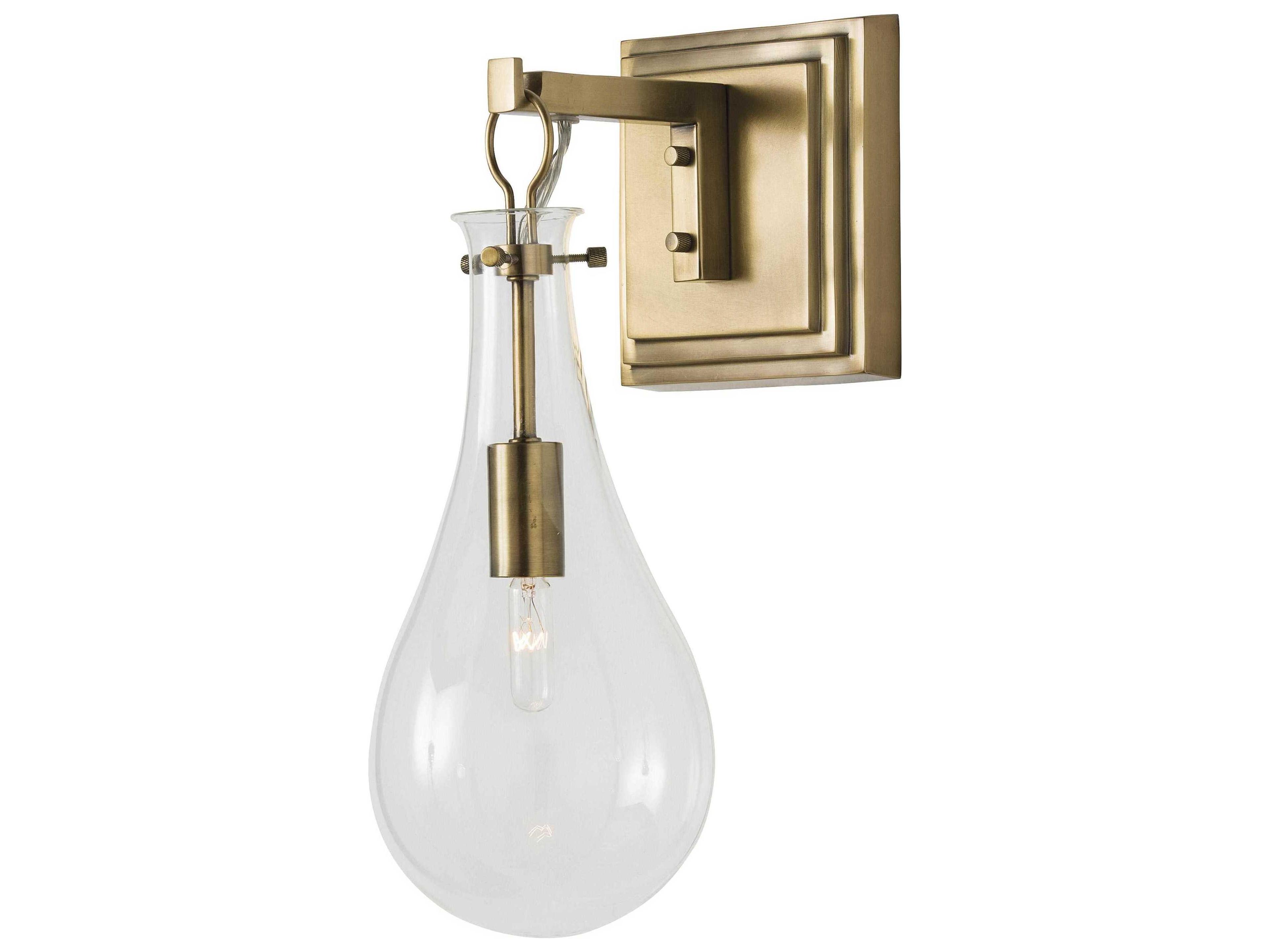 Arteriors Home Sabine 1-Light Antique Brass With Clear Glass Wall Sconce
