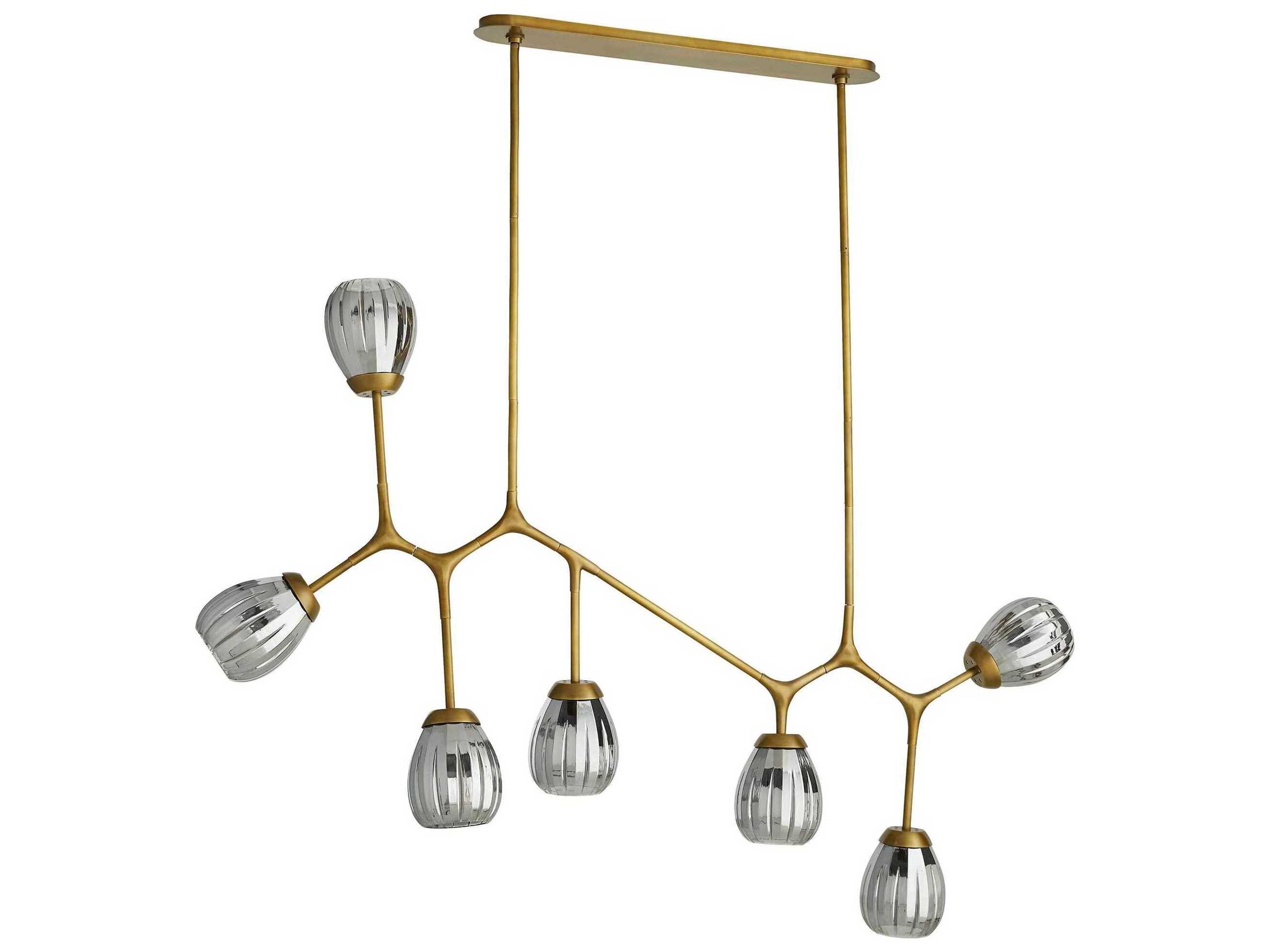 Arteriors Home Smyth 7-Light Antique Brass Glass Globe Linear Island Pendant