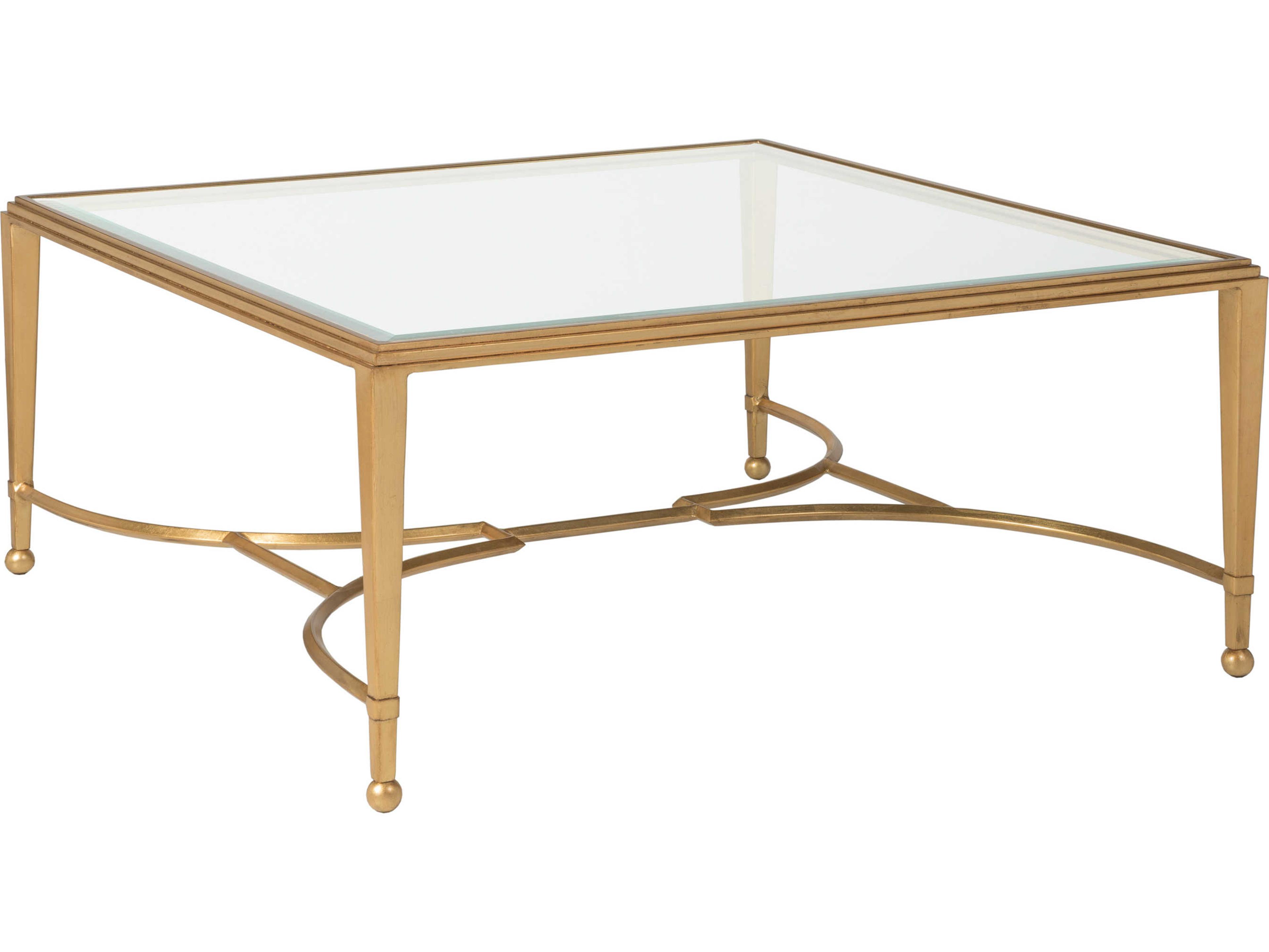 Artistica Metal Designs Sangiovese Square Glass Antique Gold Leaf Cocktail Table