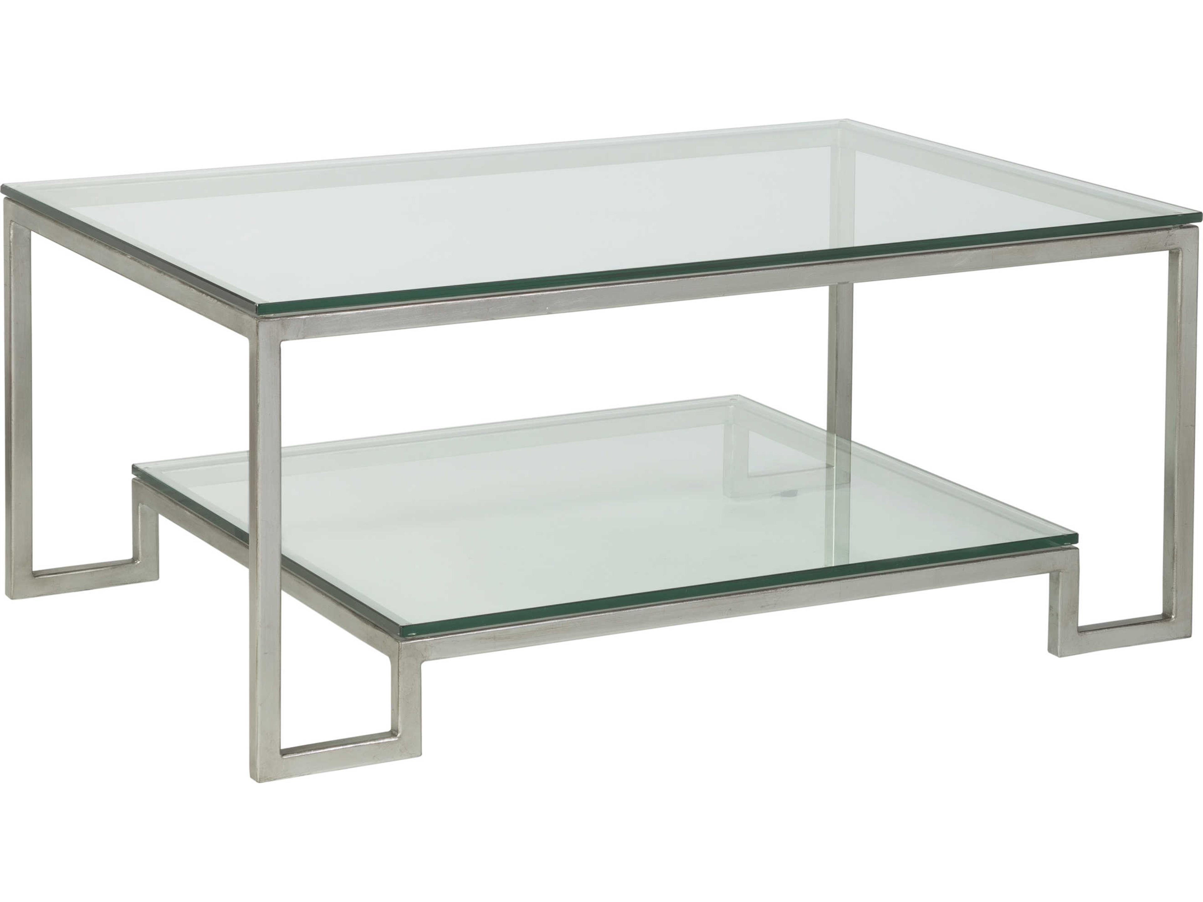 Artistica Metal Designs Bonaire Rectangular Glass Antique Silver Leaf Cocktail Table